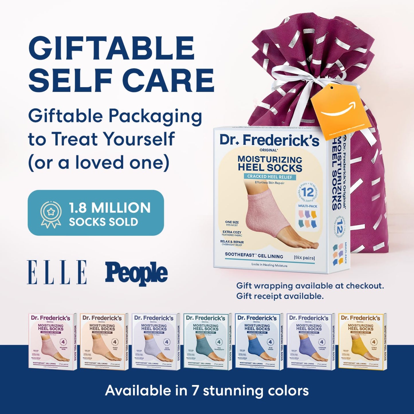 Dr. Frederick's Original Moisturizing Fuzzy Heel Socks - 6 Pairs - Cozy Gel-Lined Sleep Socks for Women & Men - Soothing Dry, Cracked Feet - Cracked Heel Repair - Heal Dry Heels - Variety Pack
