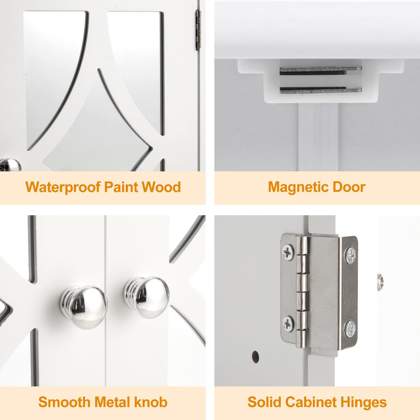 RoyalCraft Bathroom Wall Cabinet with Mirror, Over the Toilet Storage Cabinet with Towel Rack and Adjustable Shelf, Large Bathroom Medicine Cabinet Wall Mount 22x25 inch (White)