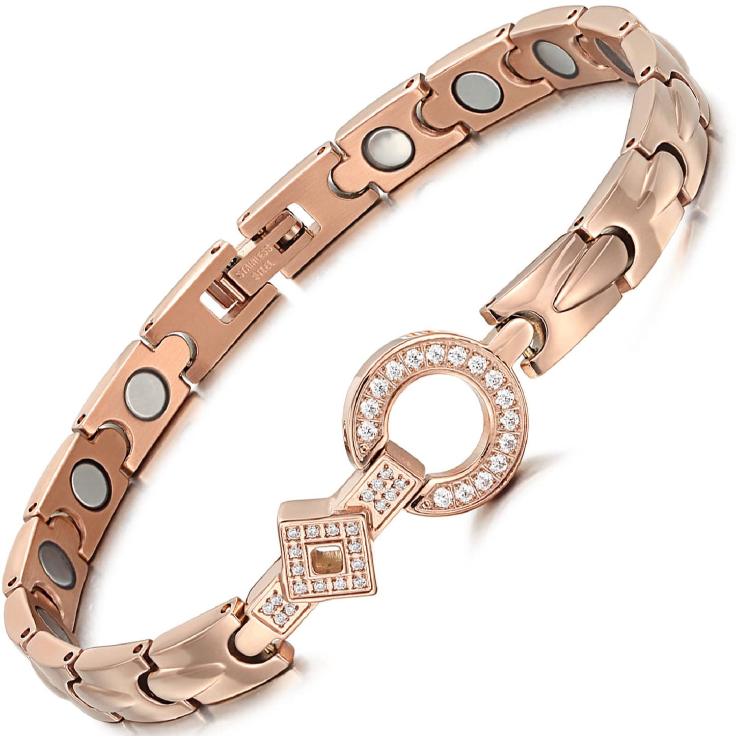 RainSo Elegant Womens Titanium Steel Magnetic Bracelets Adjustable