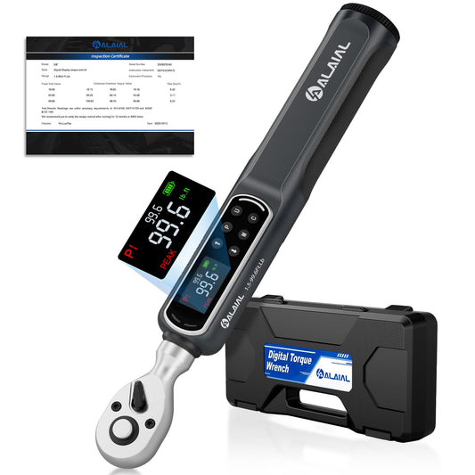 ALAIAL Digital Torque Wrench 3/8 Drive, 1.5-99.6Ft.Lb/2-135Nm Dual Direction Rachet Wrench with Vibration, Buzzer, LED Alert, Electronic Torque Wrench for Bicycle, Motorcycle, Car Tire, Mechanical