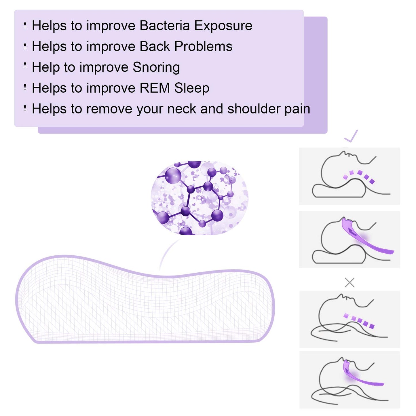 ZG Home Memory Foam Cervical Premium Pillow with Hypoallergenic Cover, Orthopedic Contour Pillow, Neck & Shoulder Pain Relief for Back, Side & Stomach Sleepers (24”x15”) Queen (2 Pack)