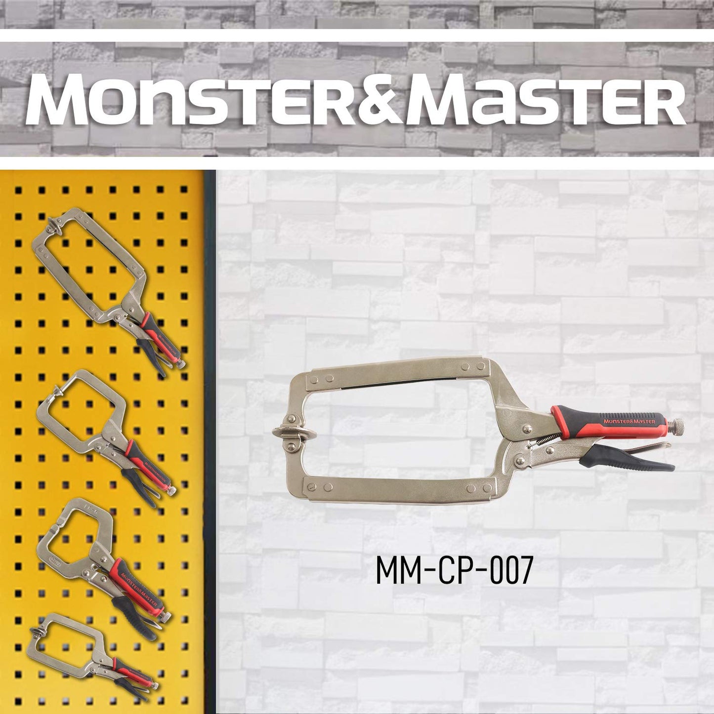 Monster & Master 18" C-clamp Locking Pliers with Swivel Pads, Heavy Duty C Clamp, Welding and Pocket Hole Joinery, 2-Piece