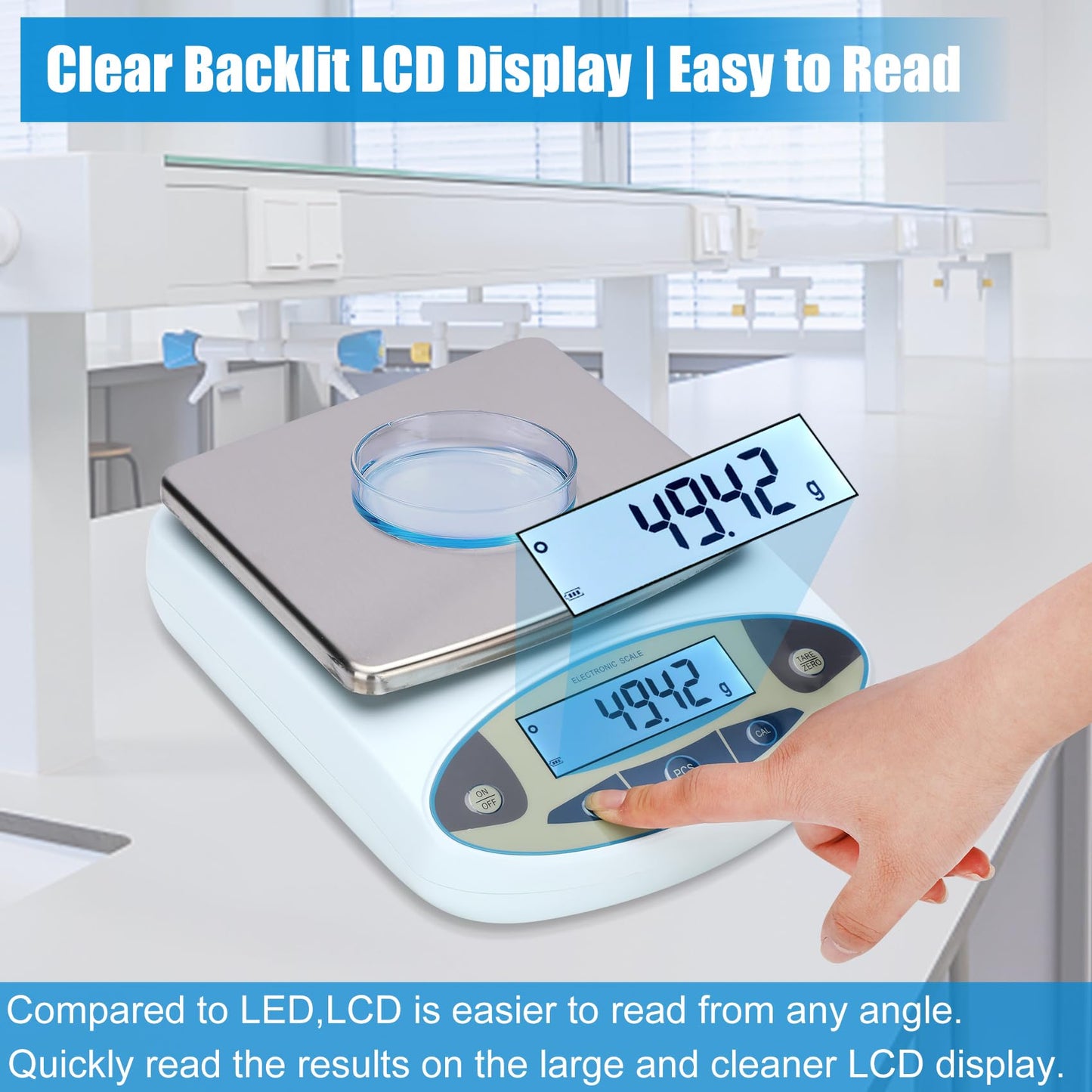 Lab Scale 6000gx0.01g,Analytical Balance 0.01g High Precision Electronic Digital Balance Scale, Scientific Scale Gram Scale Digital Balance for Kitchen Lab Weighing Jewelry Scale