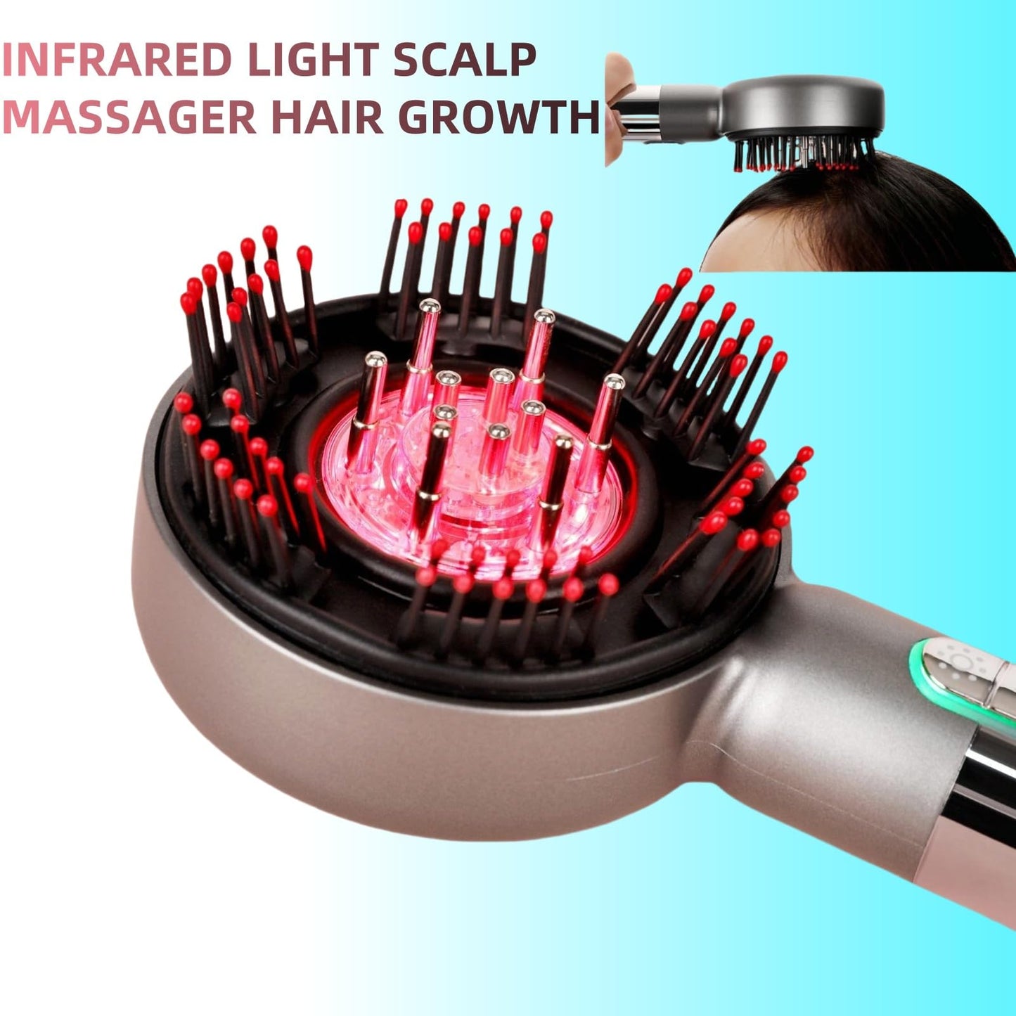 YXYOUNG Multi Functional 3 in 1 Electric Scalp Massager Hair Growth, Red Light Therapy Scalp Massager with Oil Applicator, Portable Smart Scalp Hair Brush IPX7 Waterproof