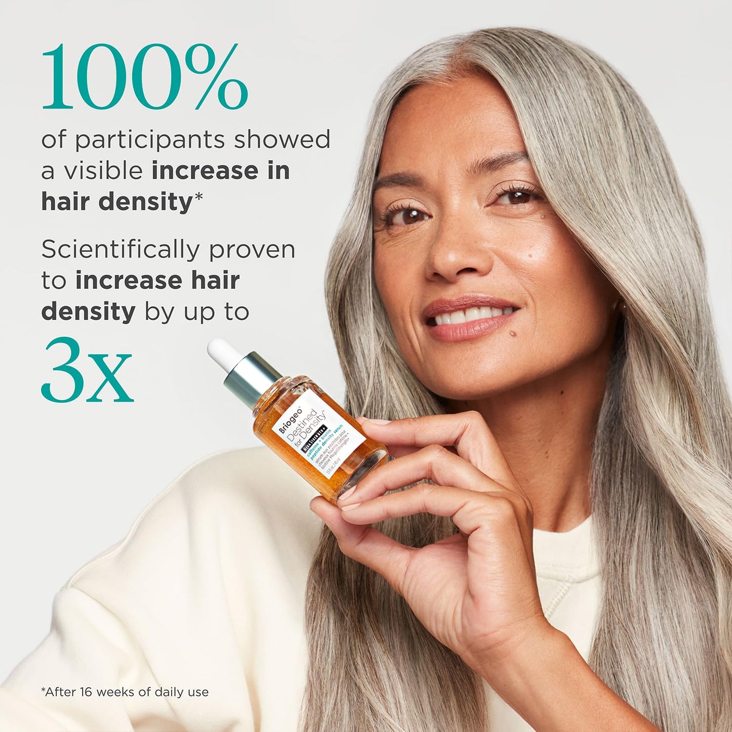 Briogeo Destined For Density MegaStrength+ Caffeine + Biotin Peptide Density Serum, Increases Hair Thickness and Volume, Fast-Absorbing & Non-Greasy, Fragrance-Free, Vegan, Cruelty-Free, 1.5 fl oz