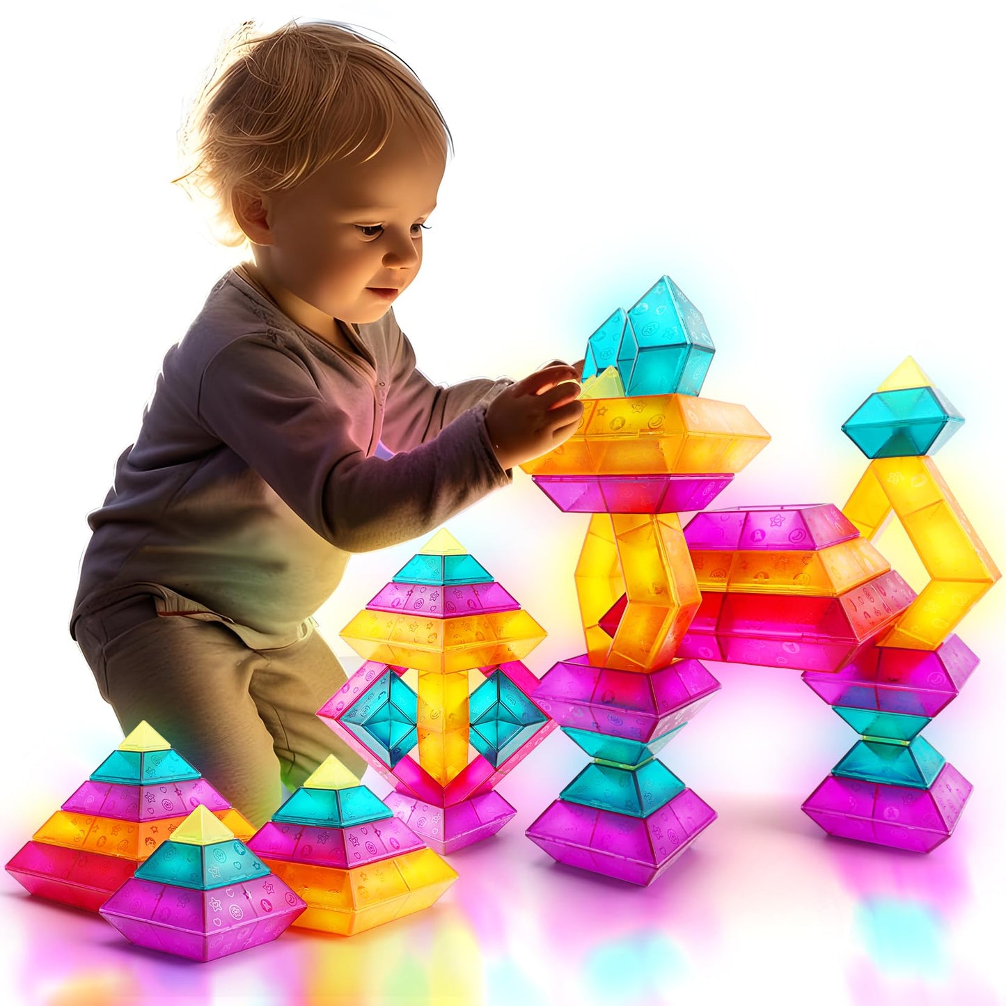 MAKE KIDS SMILE BUBBLE FUN Pyramids Montessori Toys for Boys and Girls - Pack of 30