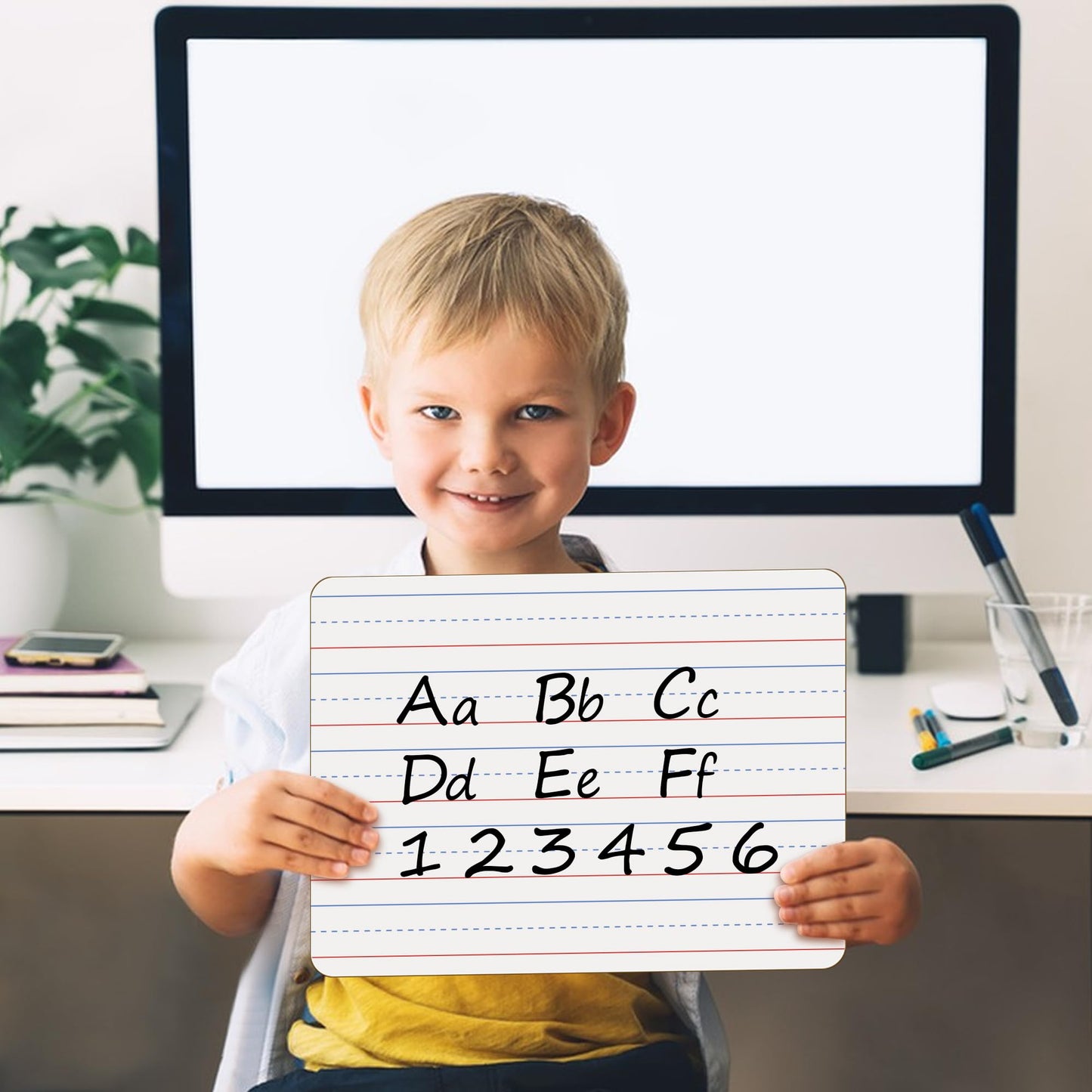 JUSTPAT 32 Pack Dry Erase Boards, 9"x12" Double Sided Small Whiteboards with Lines for Kids, Education Teacher Classroom Bulk, Mini Portable Drawing Writing White Boards Lined Lapboards for Students