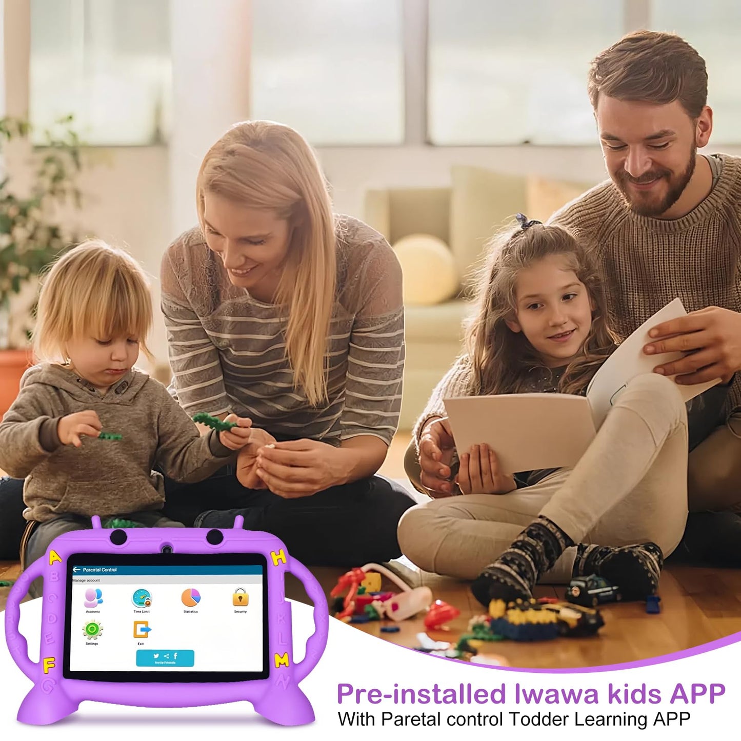 Kids Tablet, 7 inch Tablet for Kids 2-10, Educational Learning Toddler Tablet Android 11, 3GB RAM+32GB ROM Storage, Google Play YouTube, Baby Girl boy Present（Purple）