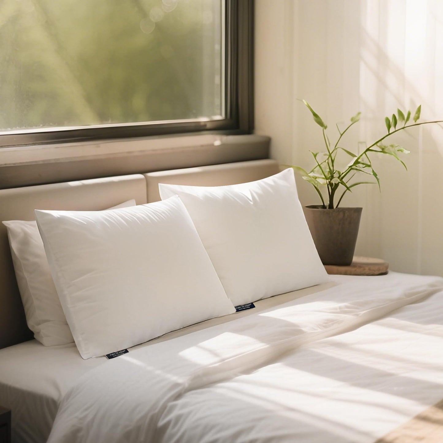 Farm To Home Organic Pillows Standard/Queen Size Set of 2, 100% Organic Cotton Cover, Down Alternative Hotel Quality Soft Bed Pillow for Back & Side Sleepers, Machine Washable, 20"x28", White