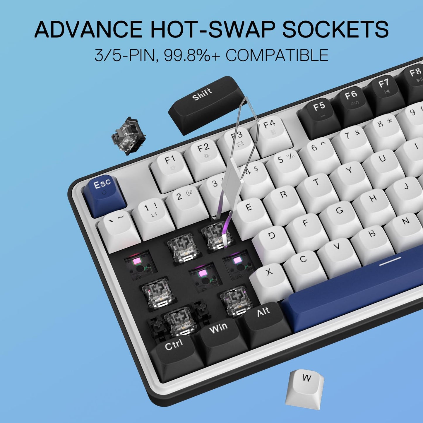 Redragon K689 Wired Gasket RGB Gaming Keyboard, 104 Keys + Extra 4 Hotkeys Mechanical Keyboard w/Upgraded Hot-swappable Socket, 3-Layer Noise Dampening, Mixed Color Keycaps, Custom Linear Switch