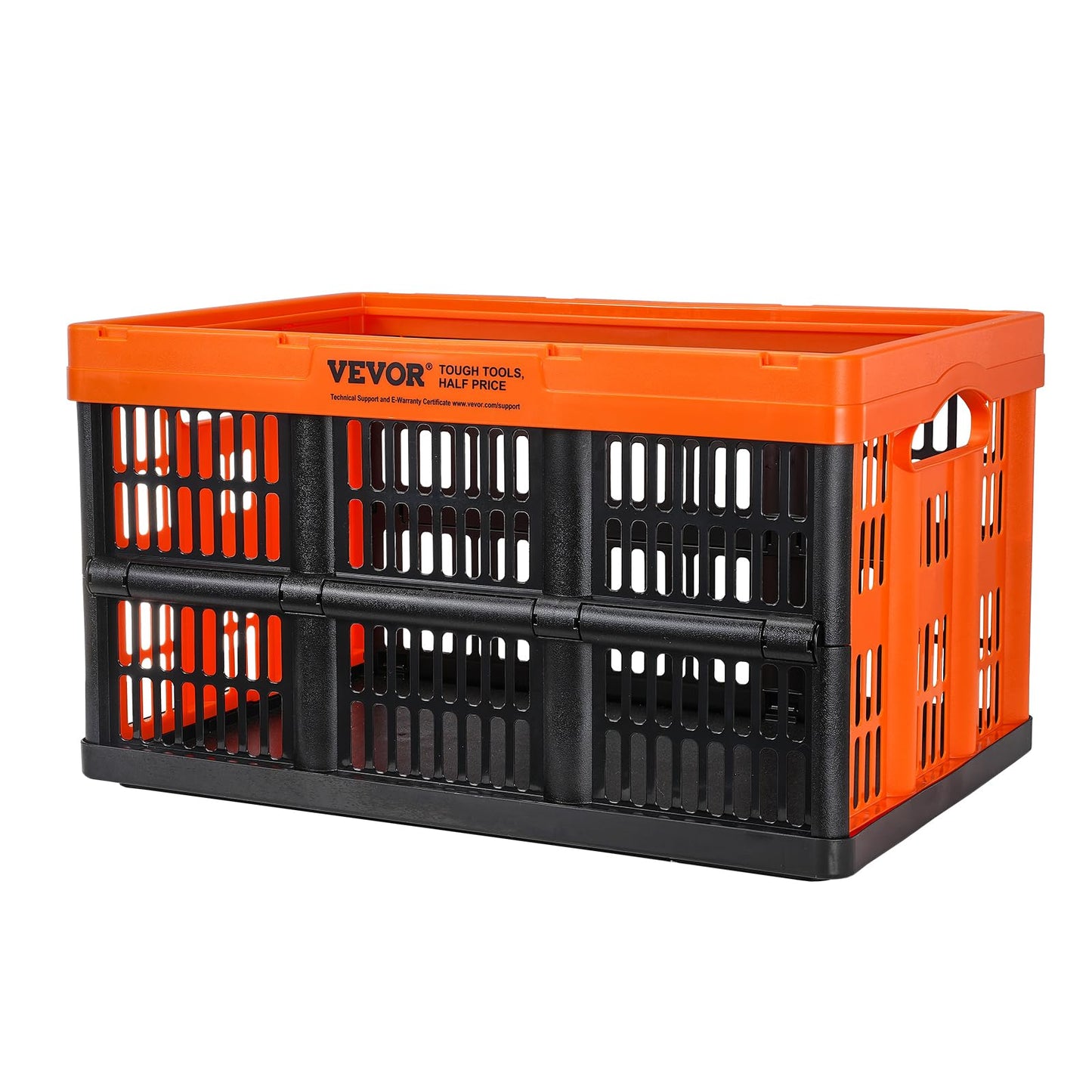 VEVOR 45L Collapsible Milk Crates 3 Packs, Stackable Storage Baskets with Handles, Folding Storage Containers for Organizing Tools, Books, Food, Drinks, Camping & Transport