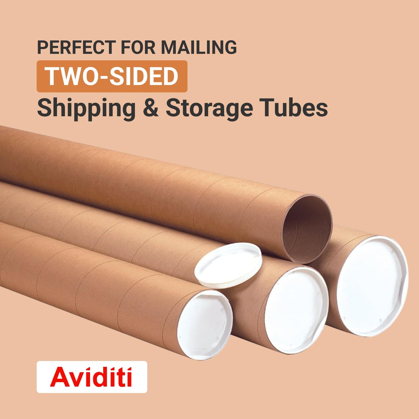 BOX USA Cardboard Tubes with Caps, 24"L x 3"W x 3"H, Pack of 24 | Poster Tube for Mailing and Storage of Blueprints, Artwork, Crafts, Long Art Holder, 24 inches