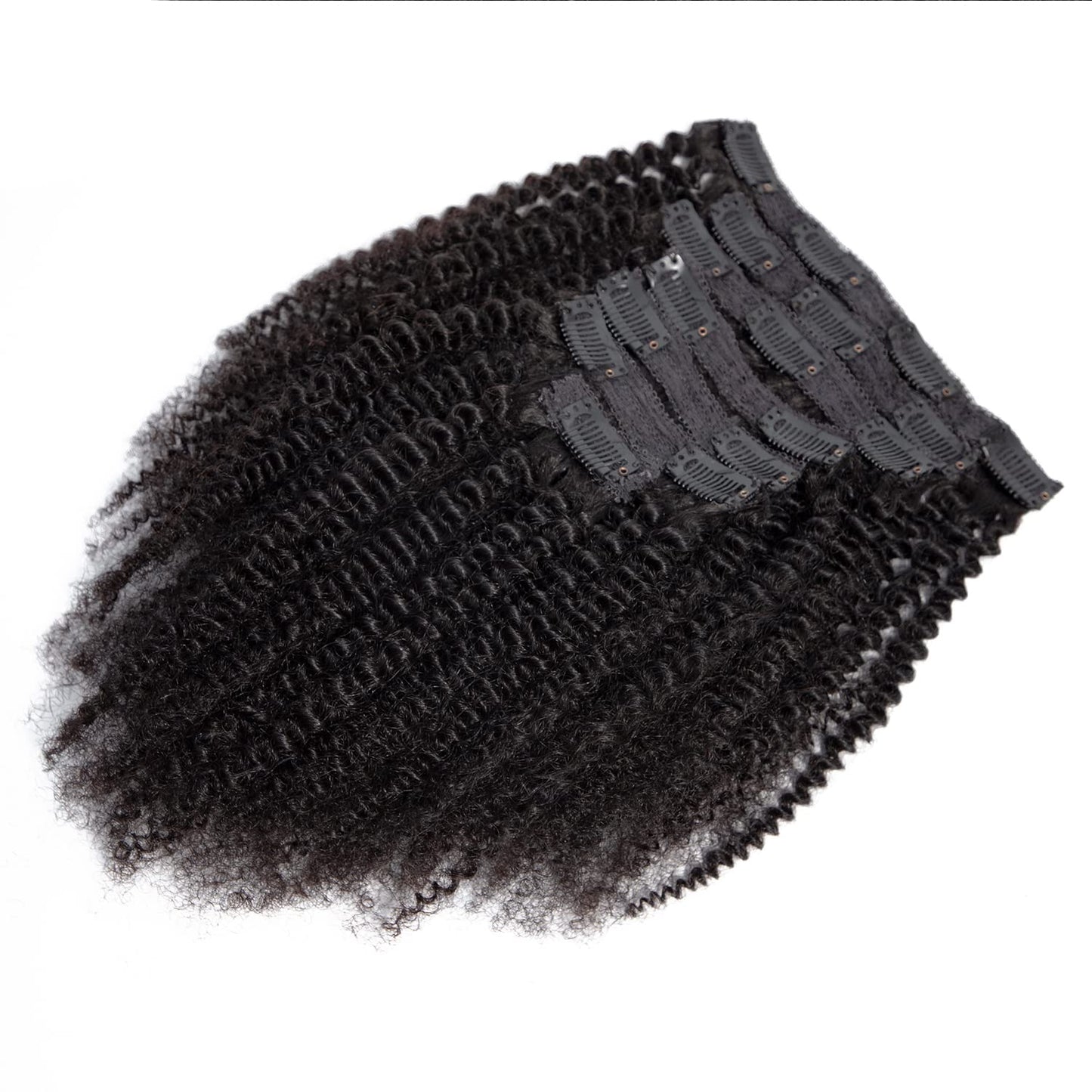 Kinky Curly Clip in Hair Extensions Real Human Hair 3C 4A Human Hair Clip in Extensions Double Weft Afro Kinky Curly Clip ins for Black Women Natural Color 7pcs 120g/Set 16Inch