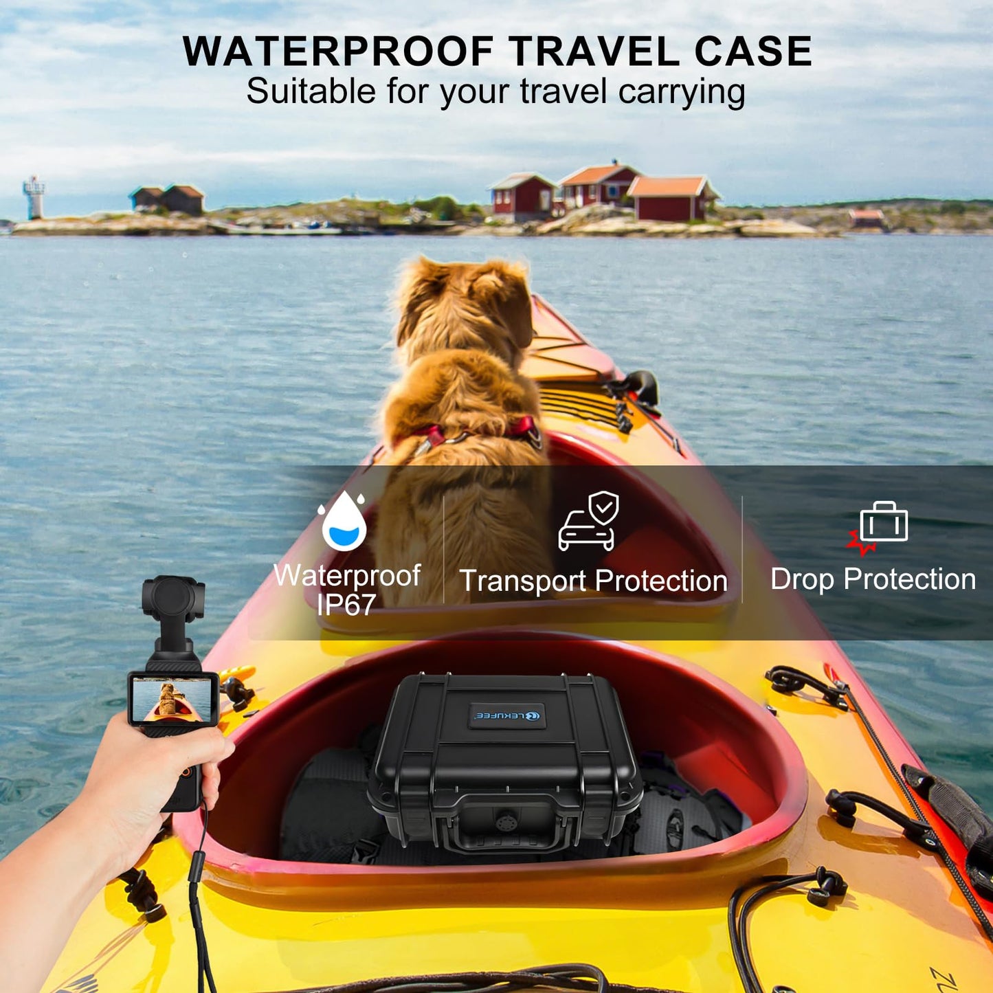 Lekufee Waterproof Hard Case for DJI Osmo Pocket 3, Mic 3/2/Mini, Creator Combo,Power Expansion Combo,Vlogging Camera and Accessories(Case Only)