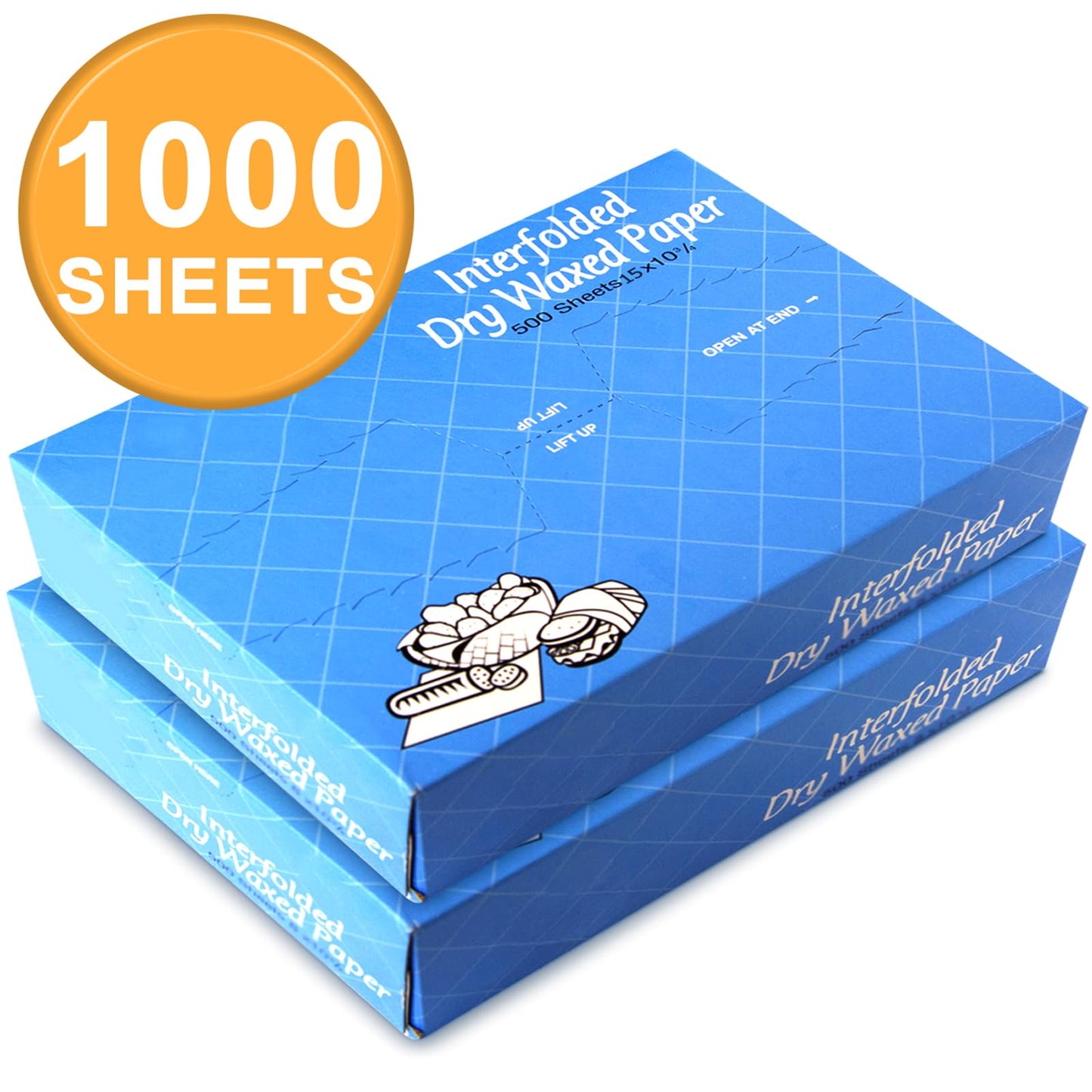 Fit Meal Prep 1000 Sheets 15 x 10.75” Dry Wax Paper Sheets for Food, Greaseproof Sandwich Wrapping, Interfolded Deli Wax Paper for Fries, Burgers, Food Basket, Made in USA