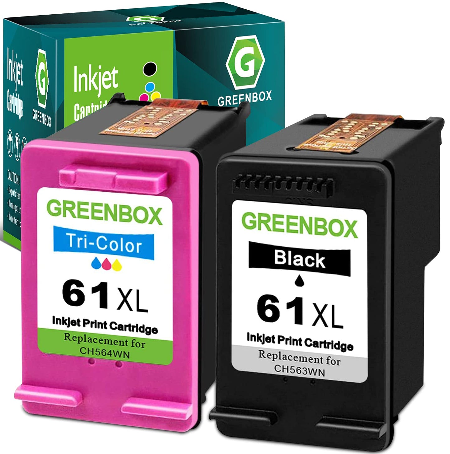 GREENBOX 61XL Ink Cartridges Combo Pack Replacement for HP 61XL 61 XL Ink Cartridge Black and Color for Envy 4500 5530 4502 Officejet 4630 4635 Deskjet 1000 1010 1512 Printer Ink 61XL, 2 Pack 61 Ink