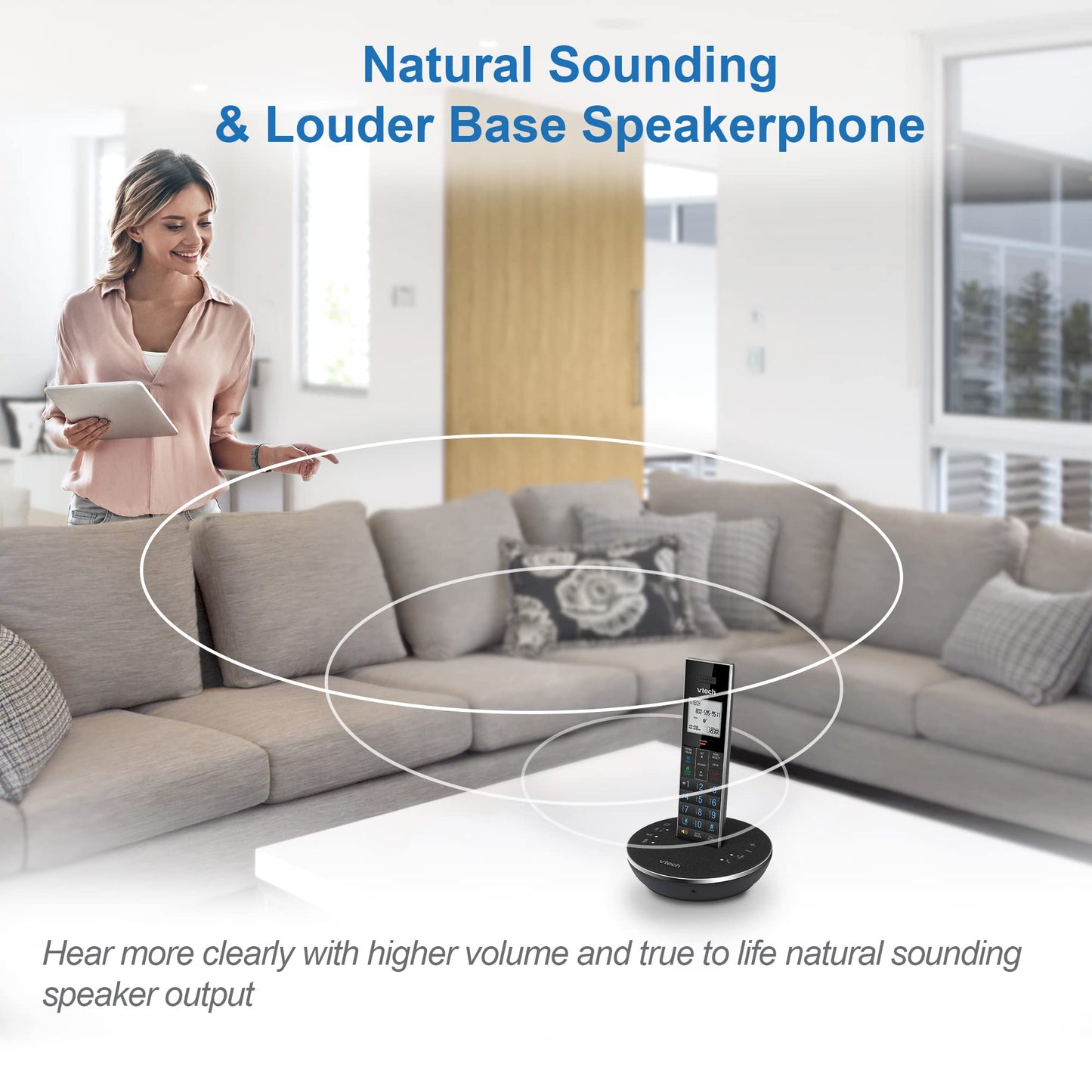 VTech LS6381-2 Bluetooth Speaker with Echo Cancellation, Noise Reduction, Music Streaming, PC/Landline/Cellular Calls, Paired with DECT6.0 Cordless Handset, Answering System, Smart Call Blocker,Black