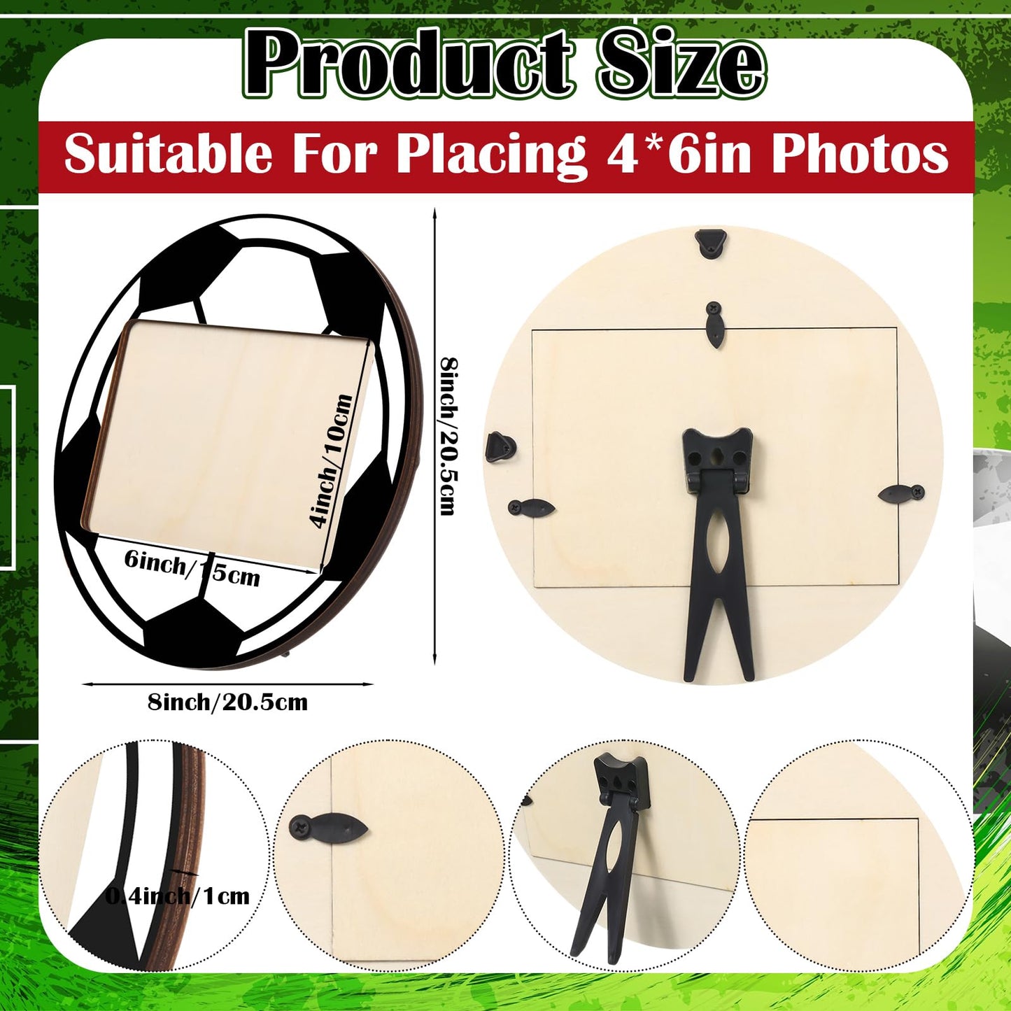Qunclay 12 Pcs Soccer Picture Frame Wooden Photo Soccer Frame Sport Picture Tabletop Gifts for Athlete Coach Team Sports Party, Display 4'' x 6'' Photos