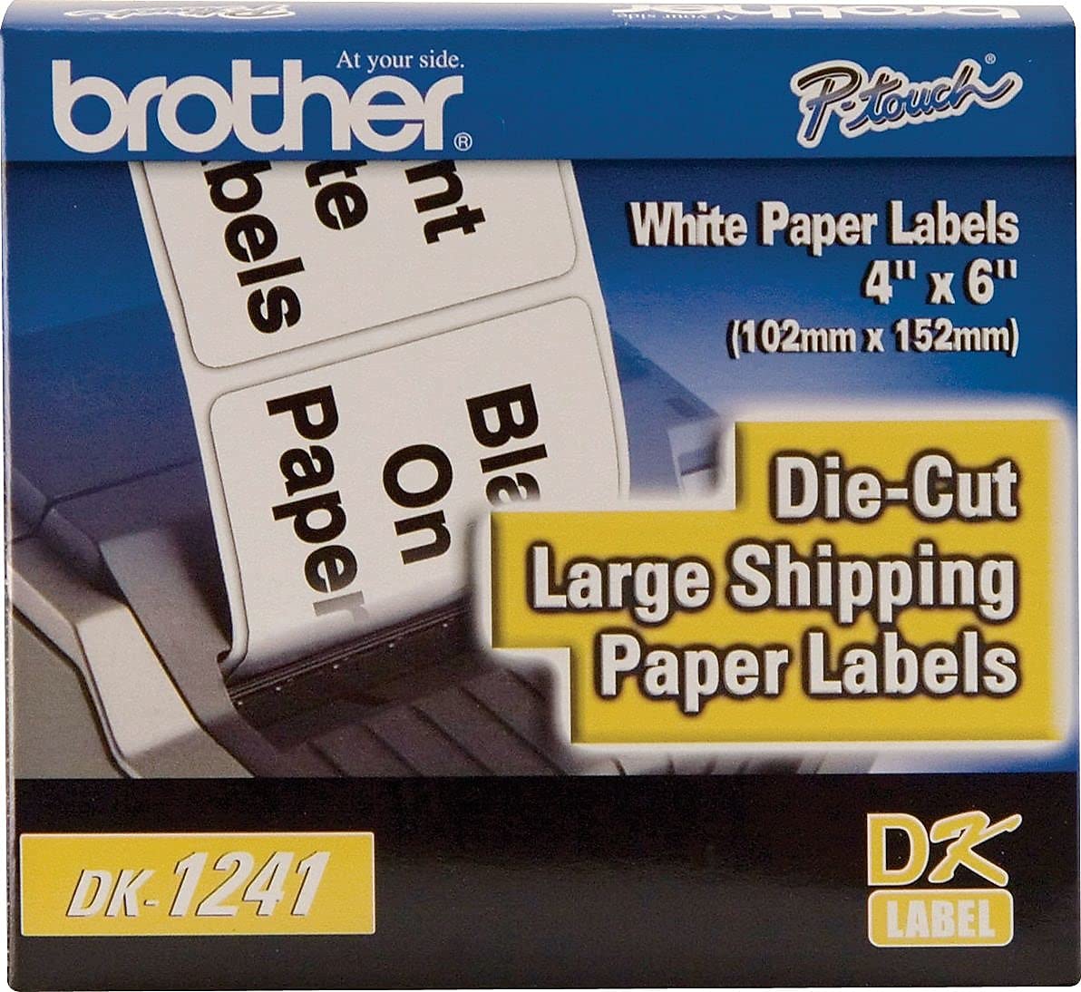 Brother Genuine DK-1241 Die Cut White Labels, 4 x 6 Inch Individual Labels, Large Shipping White Paper Labels, 200 Count, (1) Roll Per Box