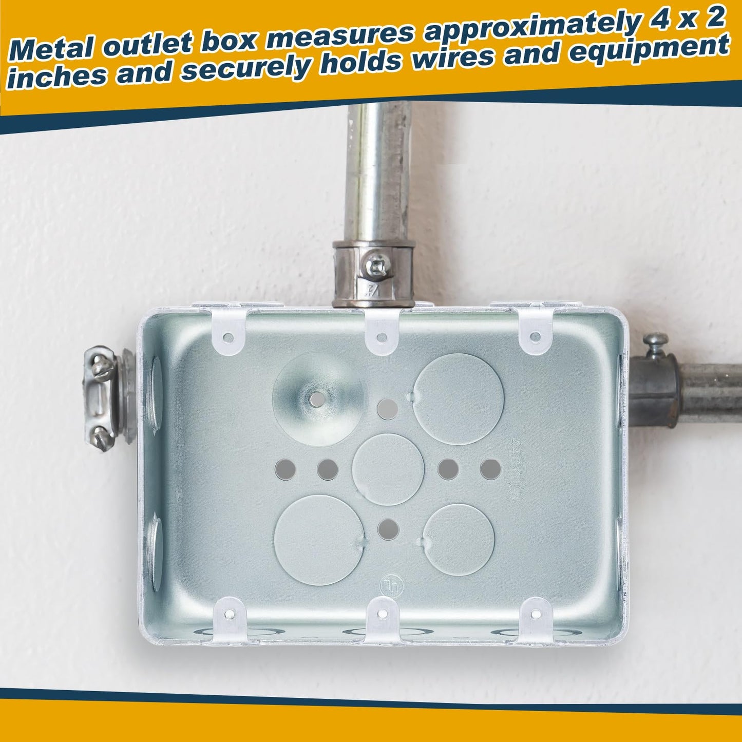 Copkim 4 Pcs Metal Electrical Junction Box 2-1/8" Deep Three Gang Multi Device Box Square Silver Galvanized Steel Drawn Construction