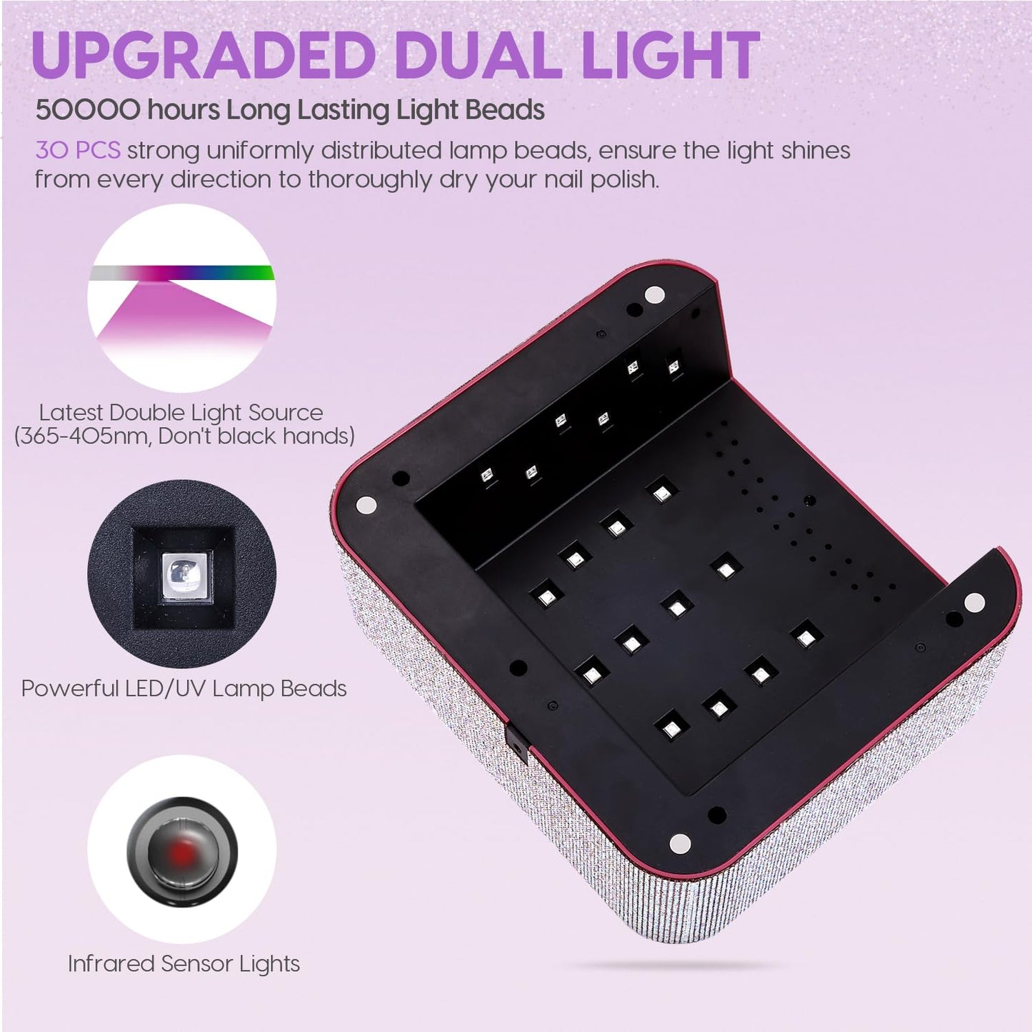 ANBEISTEE UV Light for Nails, Rechargeable UV Nail Lamp, Fast Nails Dryer Curing Lamp, Gel Nail Polish UV Light, 0-120S Arbitrary Timing, for Salon & Home