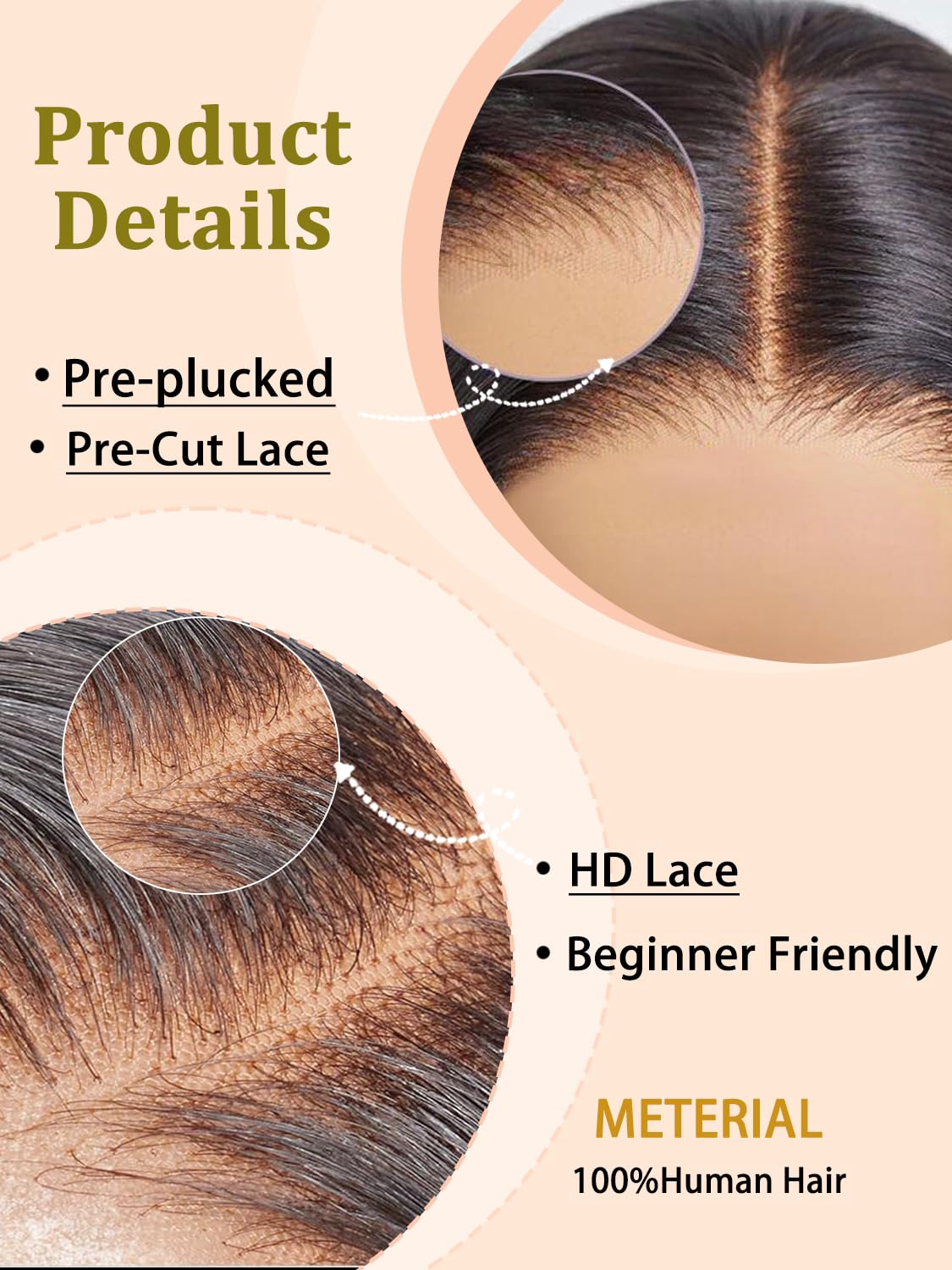 30 Inch Straight Lace Front Wigs Human Hair Glueless Wigs Human Hair Pre Plucked Pre Cut 6X4 Straight Wigs Human Hair HD Lace Closure 200% Density Wear and Go Natural Color Black Wigs for Women