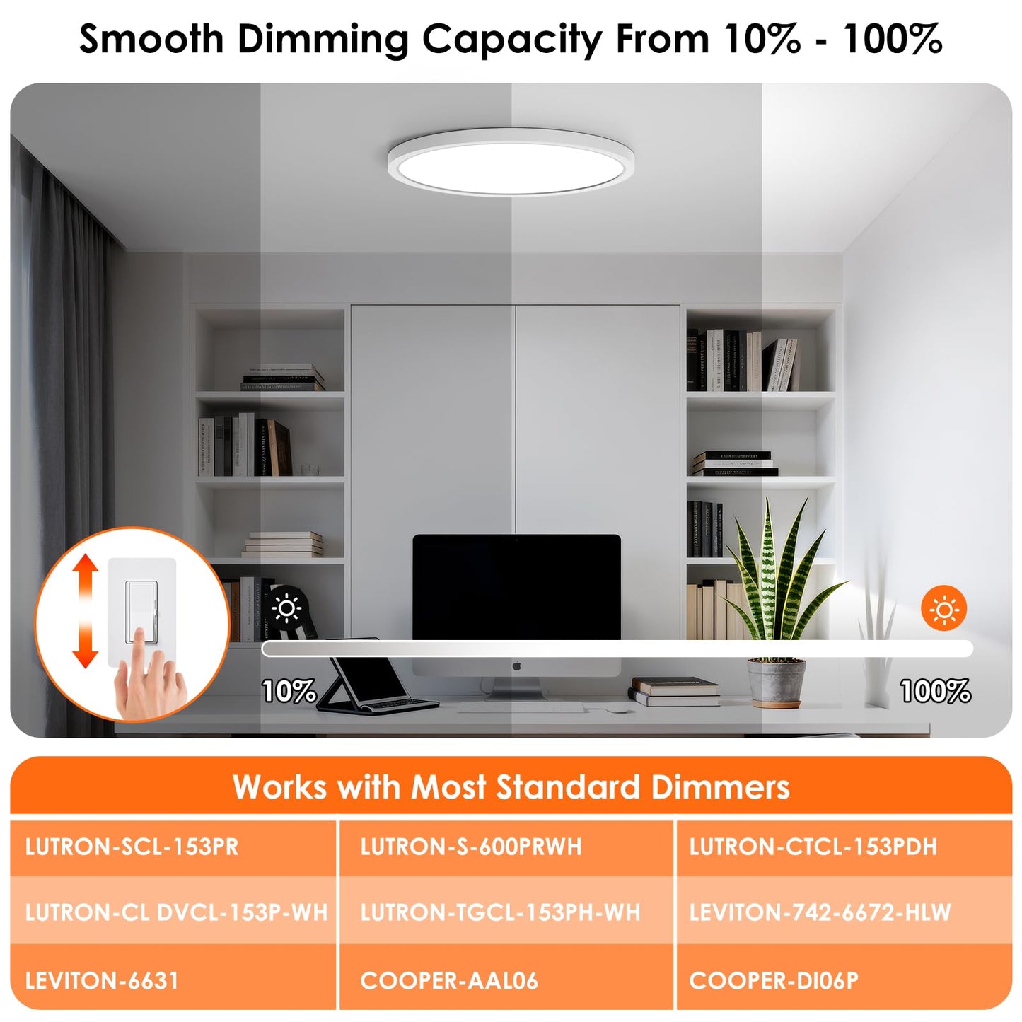 Brightever 6 Pack LED Flush Mount Ceiling Light Fixtures, 12 Inch 28W, Super Slim 0.67 Inch Dimmable LED Ceiling Light, 5000K Daylight 3200LM Modern Ceiling Lamps for Bedroom, Kitchen, Hallway, White