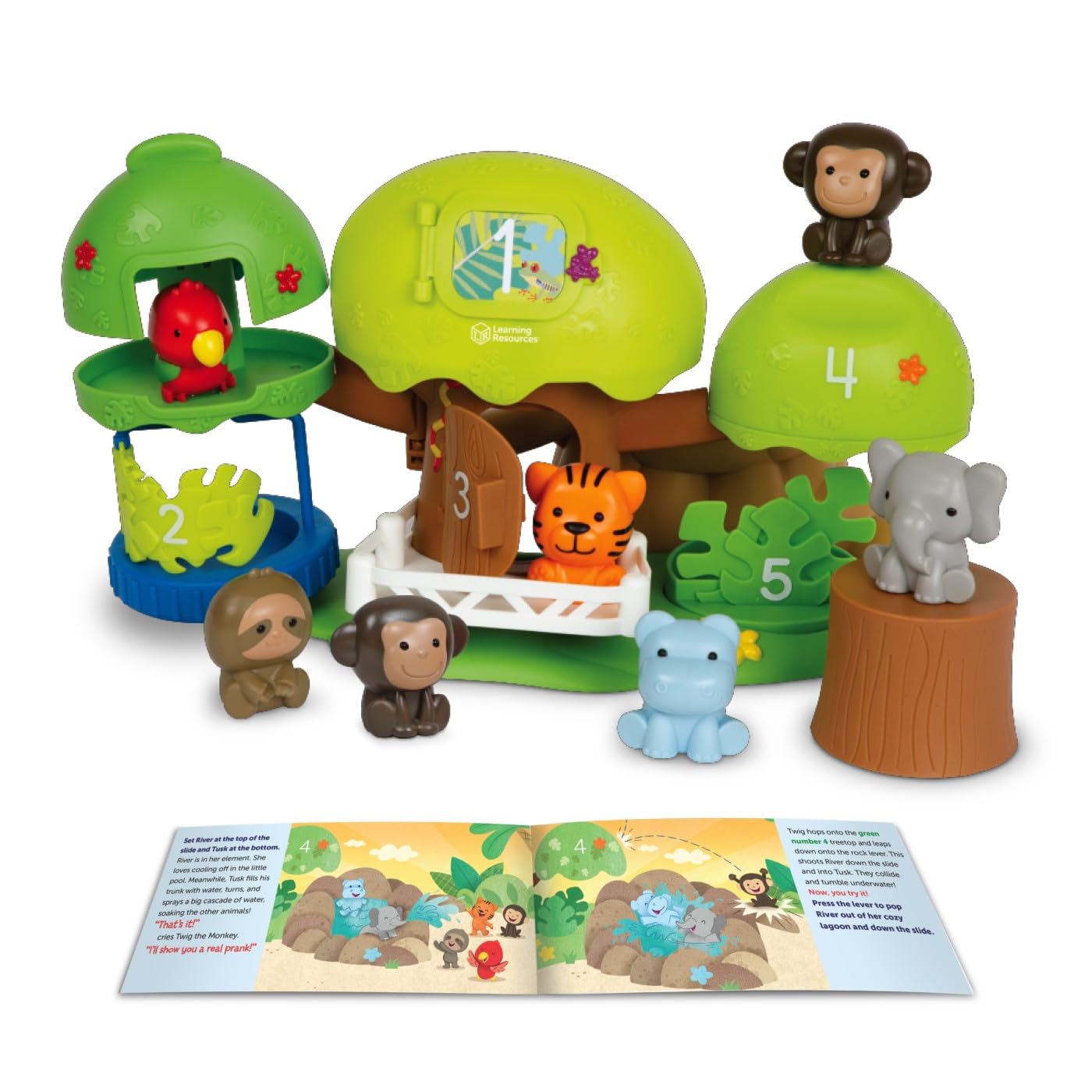 Learning Resources Peeksville Jungle Safari Playset, Animal Kingdom Figurines, Zoo Toy, Plastic Animals, Toddler Gifts for Girls and Boys, Fine Motor Skills for Kids, Tiger, Lion, Elephant