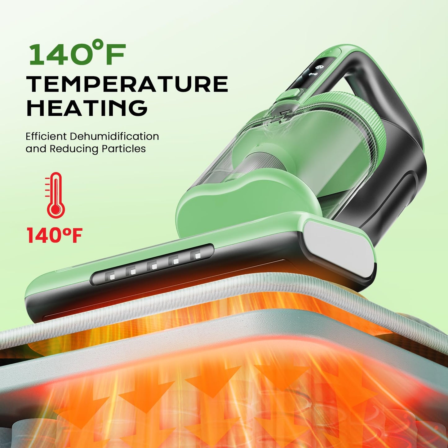 MYUAKO Mattress Vacuum Cleaner Bed Vacuum Versatile Handheld Vacuums with 500W 18Kpa Power Suction & 253.7nm U-V-C Light & Heating Tech & 30000 RPM/Min Brush Roll Rotation Corded