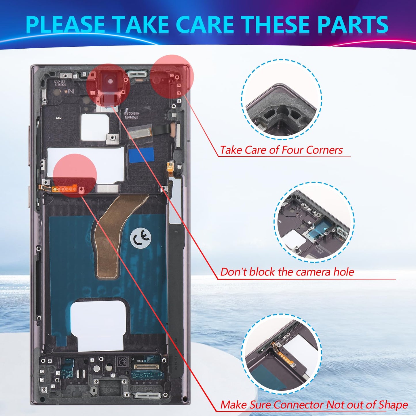 OLED Screen for Samsung Galaxy S22 Ultra 5G Screen Replacement for Samsung S22 Ultra 5G SM-S908U/S908U1 LCD Display Touch Screen Digitizer Assembly with Tools（Black, Support Fingerprint）