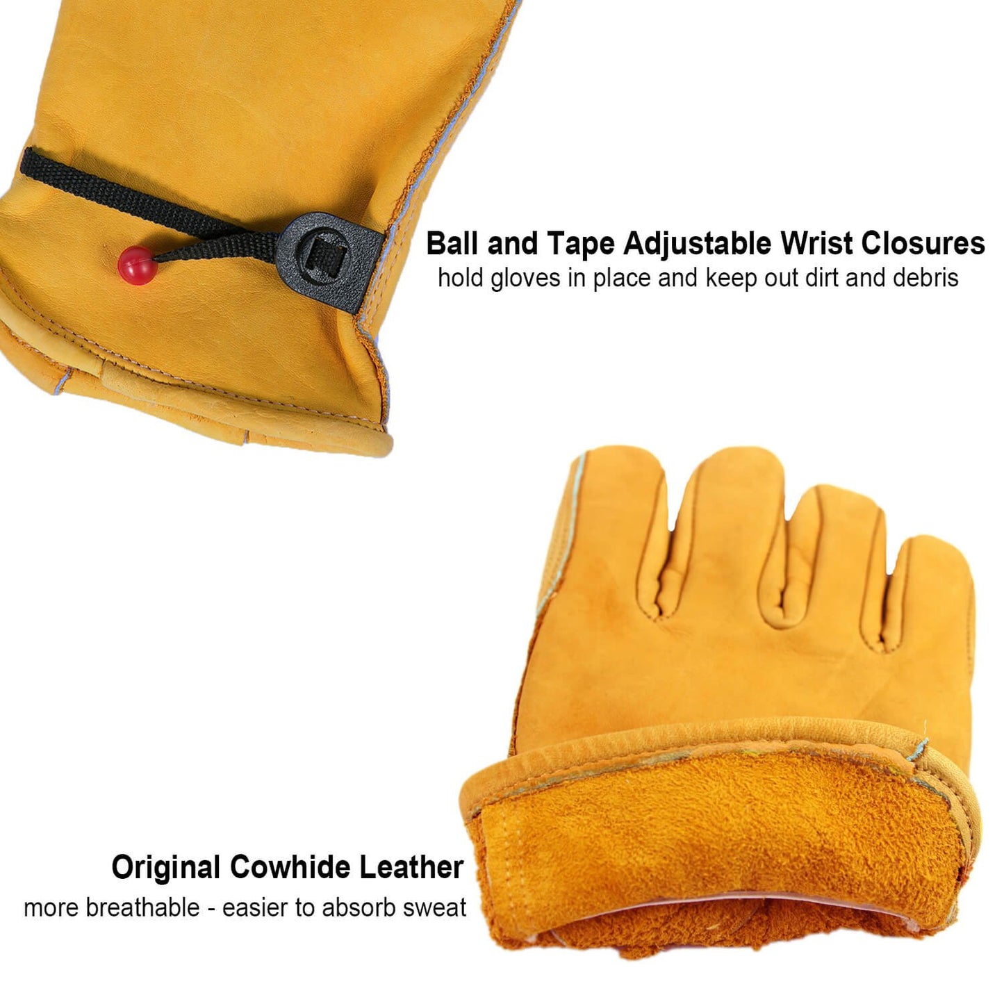 OZERO Leather Work Gloves for Men: X-Large 3 Pairs Cowhide Working Gloves for Driving Heavy Duty Mechanic Ranch - Women Gardening Glove