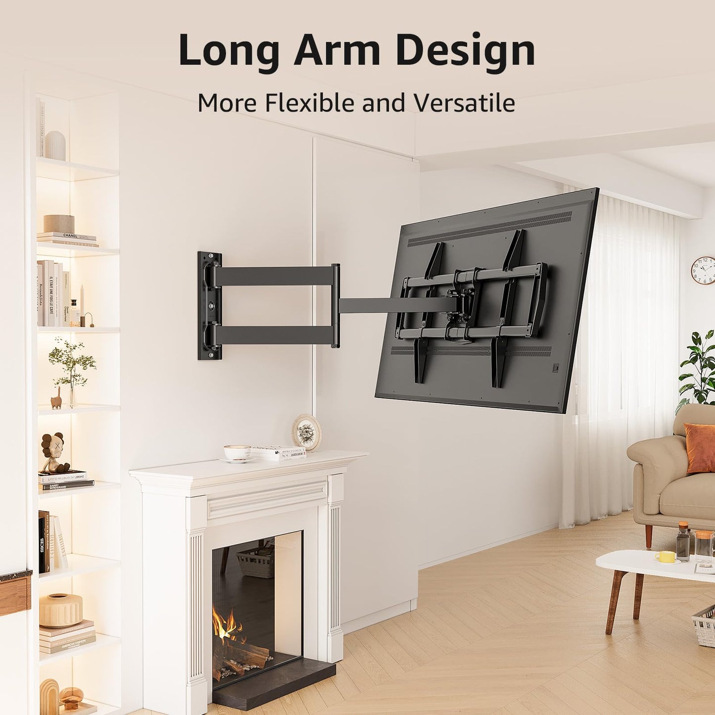 MOUNTUP Corner TV Wall Mount for Most 42-75 Inch TVs with 32” Long Extension, Long Arm TV Mount, Full Motion TVs Mount Swivel Articulating Mounts, MAX VESA 600x400mm, Holds up to 99 lbs