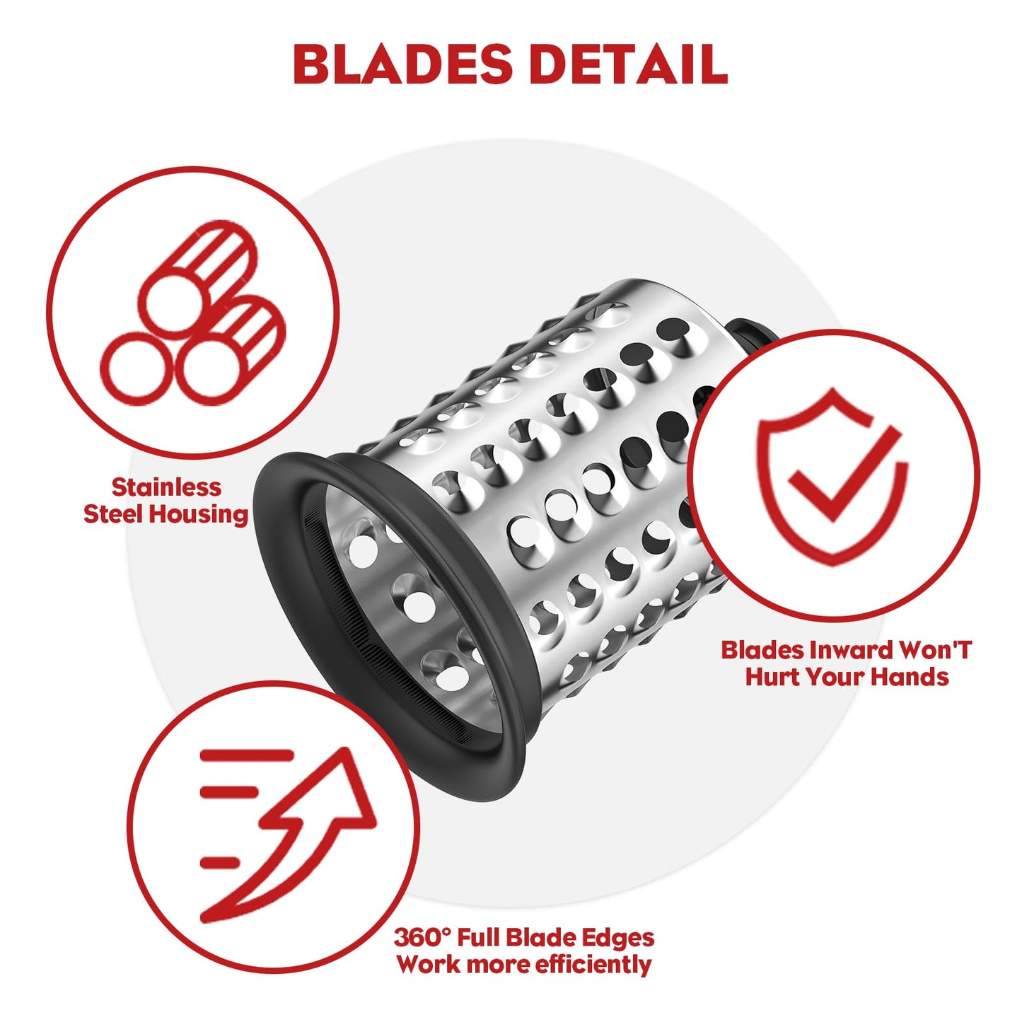 Stainless Steel Slicer Shredder Attachment for Kitchenaid Stnad Mixer, Cheese Grater Attachment for KitchenAid - 4 Blades Salad Maker with Grinding Powder Function by FGREEBLE