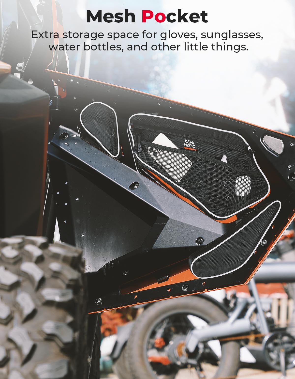 KEMIMOTO 2020-2024 PRO XP Front Door Bags With Knee Pads Storage Tool Bags Compatible with 2020-2024 Polaris RZR PRO XP/R/4, Turbo R/4 UTV Cab Pack with Multiple Pockets