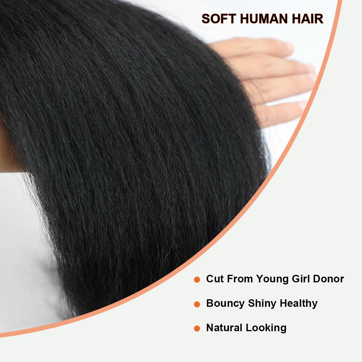 Kinky Straight Bundles Human Hair 18 20 22 Inch Yaki Straight Bundles Kinkystraight Human Hair Bundles 12A Brazilian Virgin Human Hair Bundles For Black Women Black Raw Remy Hair Extension 3 Bundles