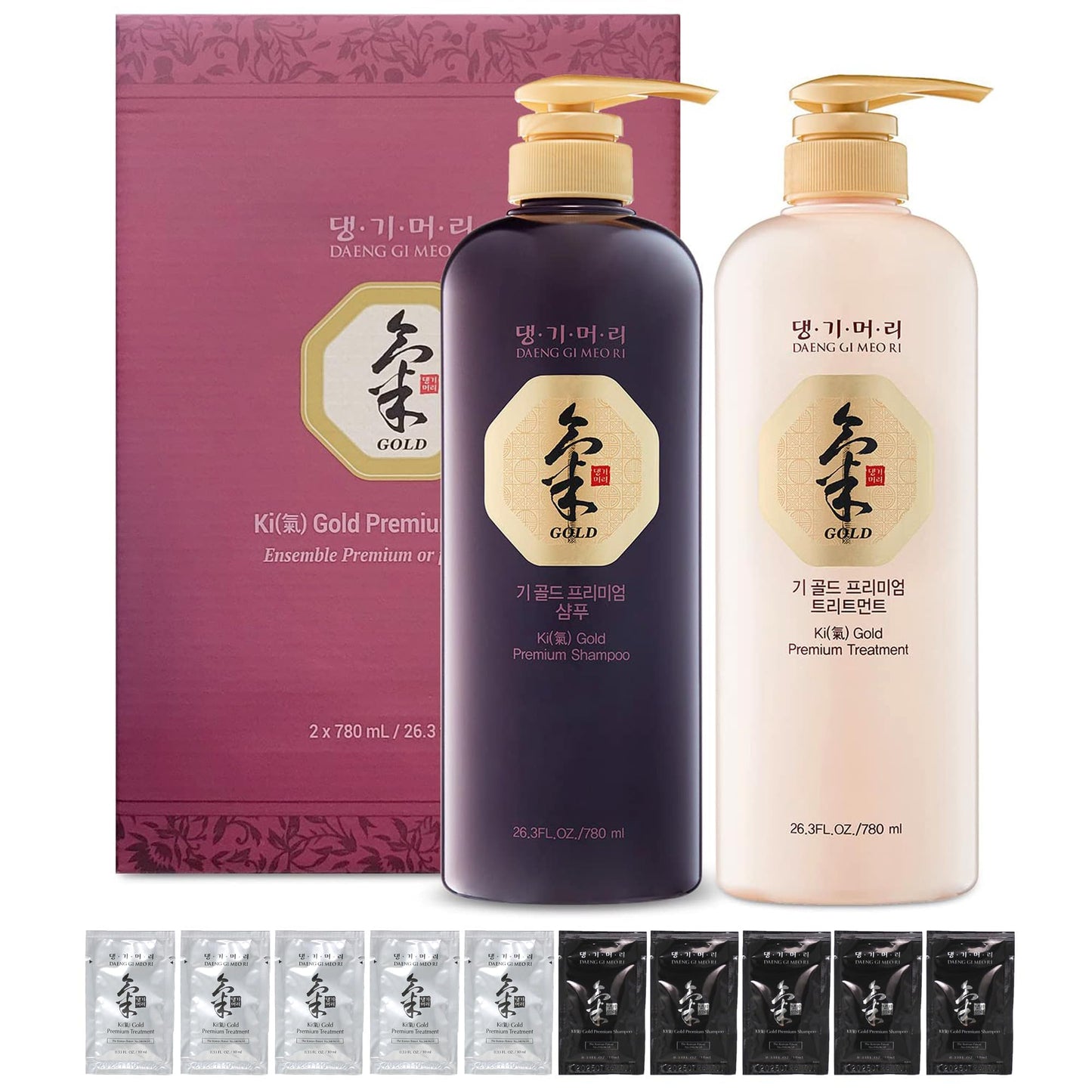 DAENG GI MEO RI - Ki Gold Premium Shampoo, Treatment, and Travel Pouch Set (10ml Pouch)