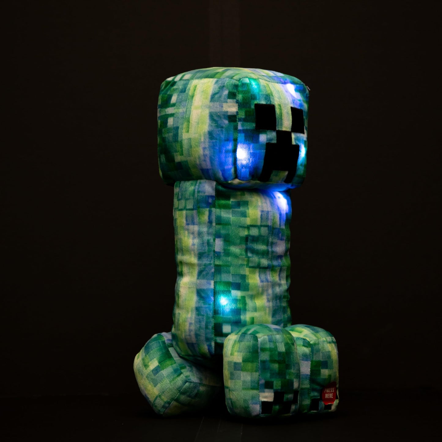 Jay Franco Kids Plush Light Up Pillow Buddy - Ultra-Soft Stuffed Cushion for Playroom & Bedding with LED Light, Green - Minecraft Creeper, 16 Inches