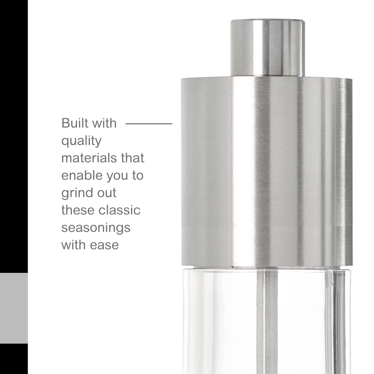 AdHoc Menage Classic Salt and Pepper Mill Gift Set - Salt & Pepper Seasoning Mill - Manual Mill Set with Ceramic Mechanism