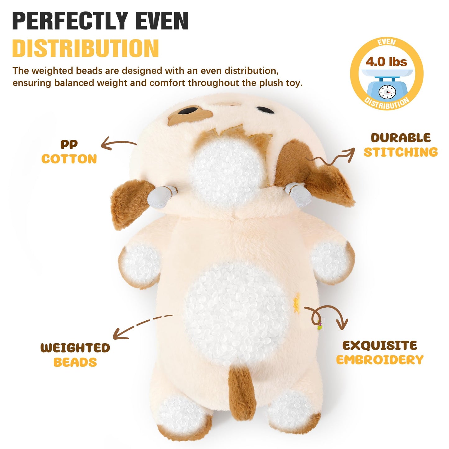 Onsoyours Original Weighted Stuffed Animals, 4.0 lbs Weighted Highland Cow Plush Toy, 20" Large Soft Weighted Scottish Cow Pillow Gifts for Kids & Adults