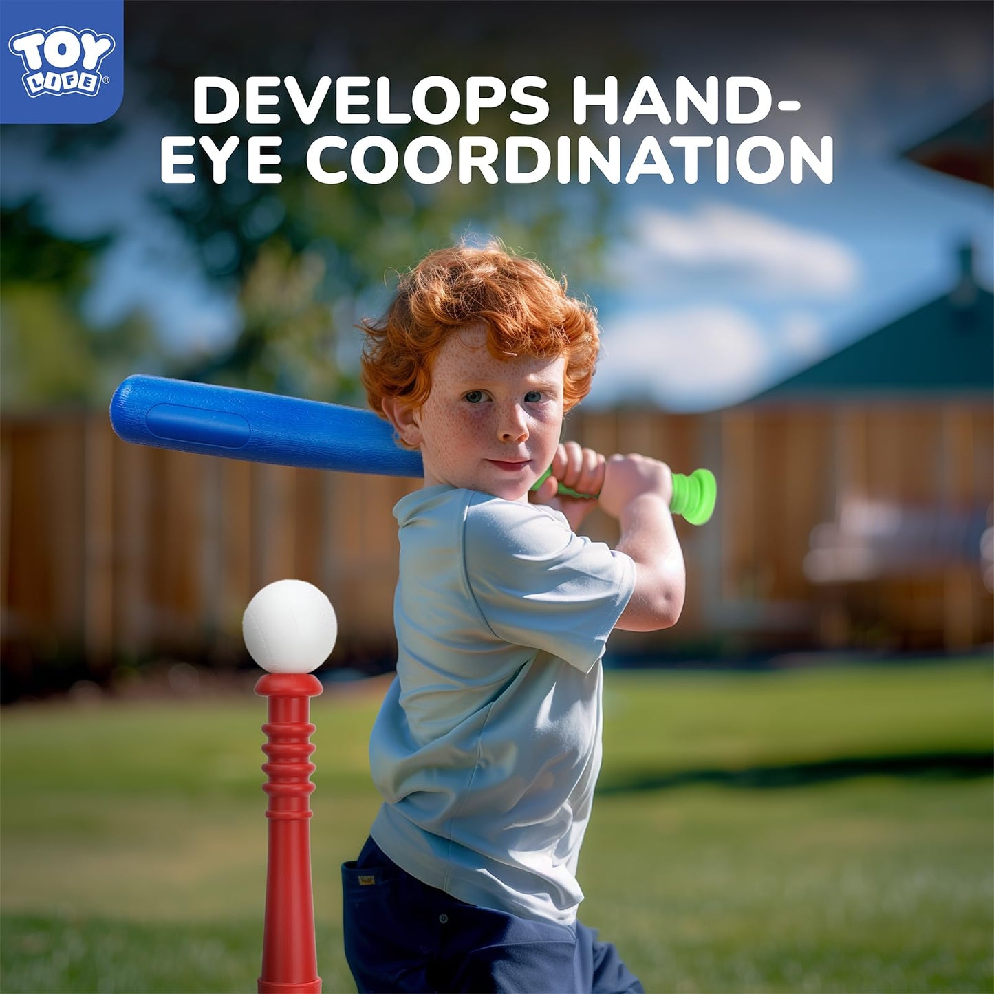 TOY Life - Ball Game for Kids Ages 3-5 5-8, Baseball Tee and Bat Set with Gloves and 6 Balls, Ideal Gift for Outdoor Games and Training for
