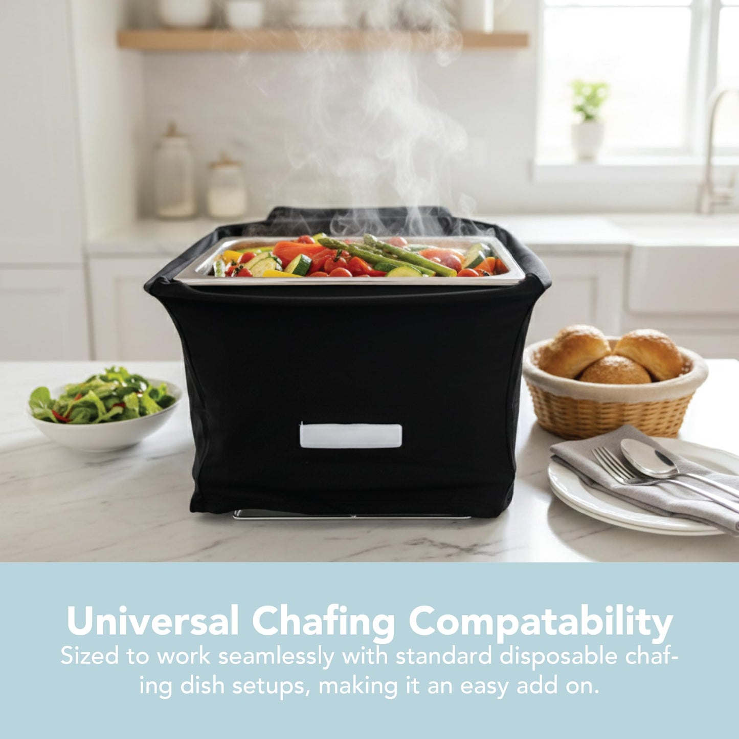 Alpha Living Chafer Wind Guard 6-Pack – Wind Blocker for 20 x 12 x 6.5In Disposable Chafing Dish Rack – Durable Fabric Dish Racks Windcover – Reusable and Easy Fit Catering Supplies Buffet Display