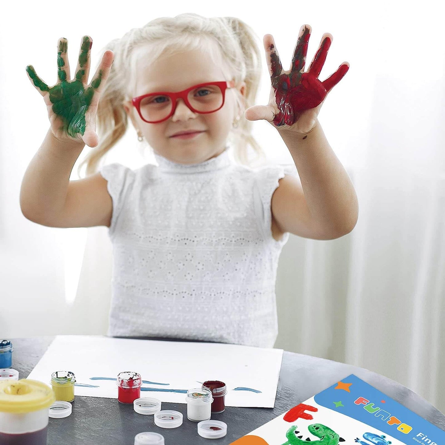 Funto Finger Paint Pad for Kids, 60 sheets total, 12”x16'', 2-Pack, Toddler Painting Supplies, Tempera Paint Pad for Kids, Art Paper for Finger Painting, Drawing & Art Supplies
