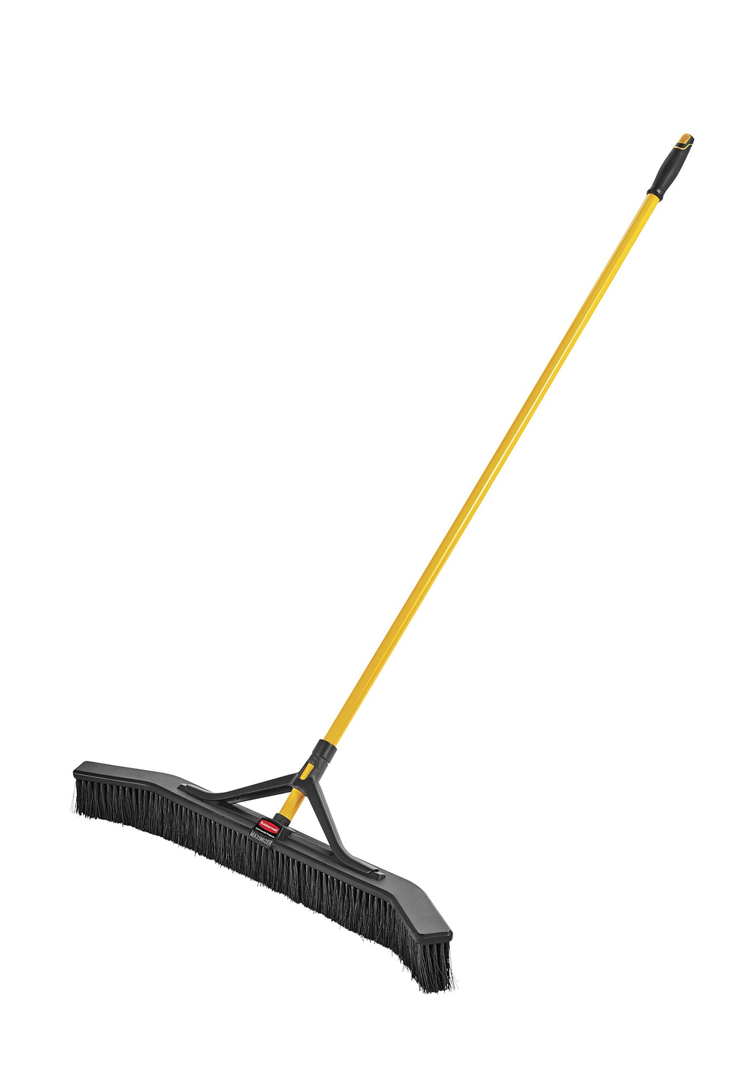 Rubbermaid Commercial Products Maximizer 36" Push to Center Push Broom Polypropylene Fill Black Angled Sides Medium Bristles for Indoor/Outdoor Multi-Surface Use