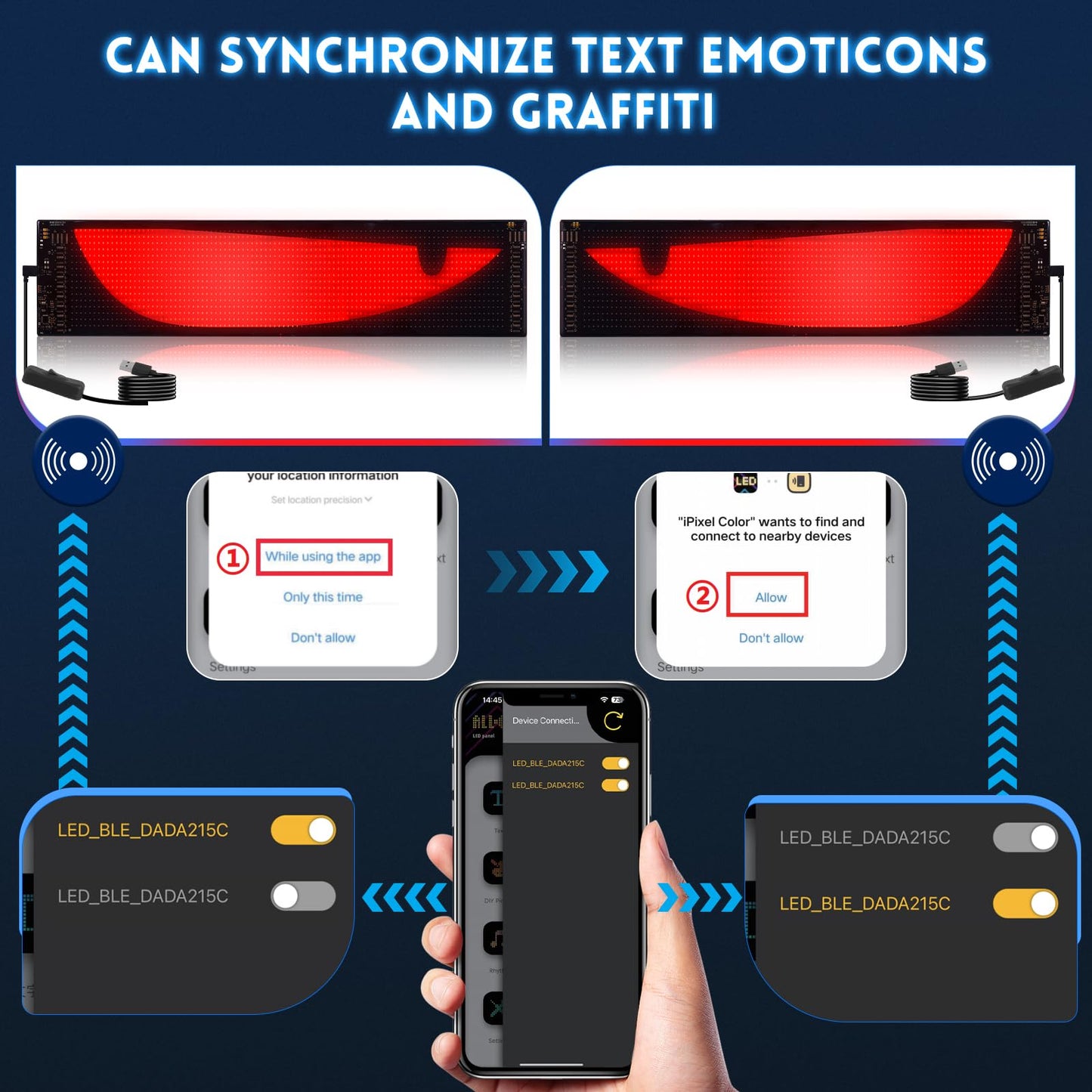2pcs Devil Eyes Lights for Cars, 23.62"x4.72" Programmable LED Eyes for Car/Truck Windshield, Flexible LED Display Screen Panel for Car Window, DIY 𝗖𝗮𝗿 Dynamic Smart Colorful Eye Lamp Soft Screen