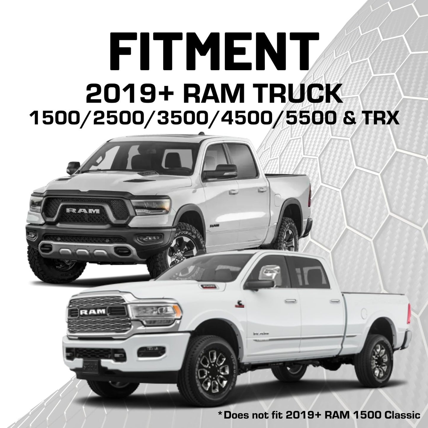 Bulletpoint Dash Mount Cell Phone Holder RAM Truck Compatible (2019+ 1500, 2500, 3500 and TRX) with 20mm Ball Mount - Compatible with iPhone and Android Smartphones (RubiGrid v2 Multi-Device Mount)