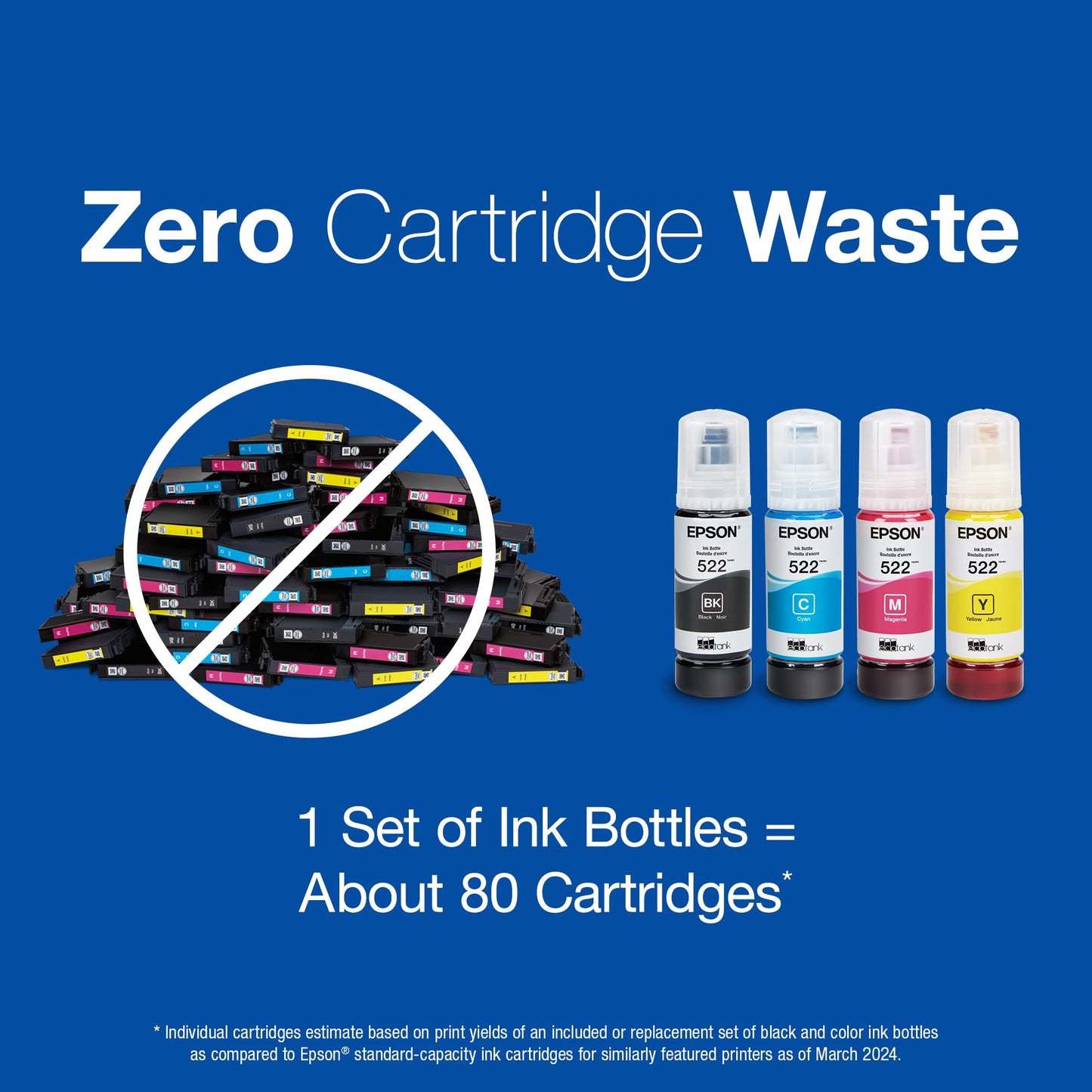 EPSON 522 EcoTank Ink Ultra-high Capacity Bottle Color Combo Pack (T522520-S) Works with ET-2720, 2800, 2803, 2840, 4700, 4800, 4810