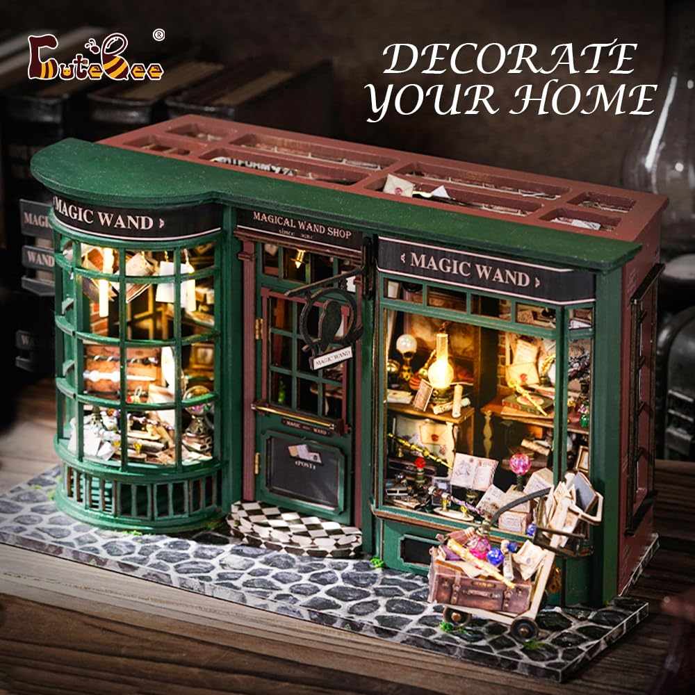 CUTEBEE DIY Miniature Dollhouse Kit, DIY Wooden Dollhouse Kit Miniature House Kit, Mini House Model for Adults and Teens, Creative Room Decorations, Gifts Idea for Family and Friends（Magic House