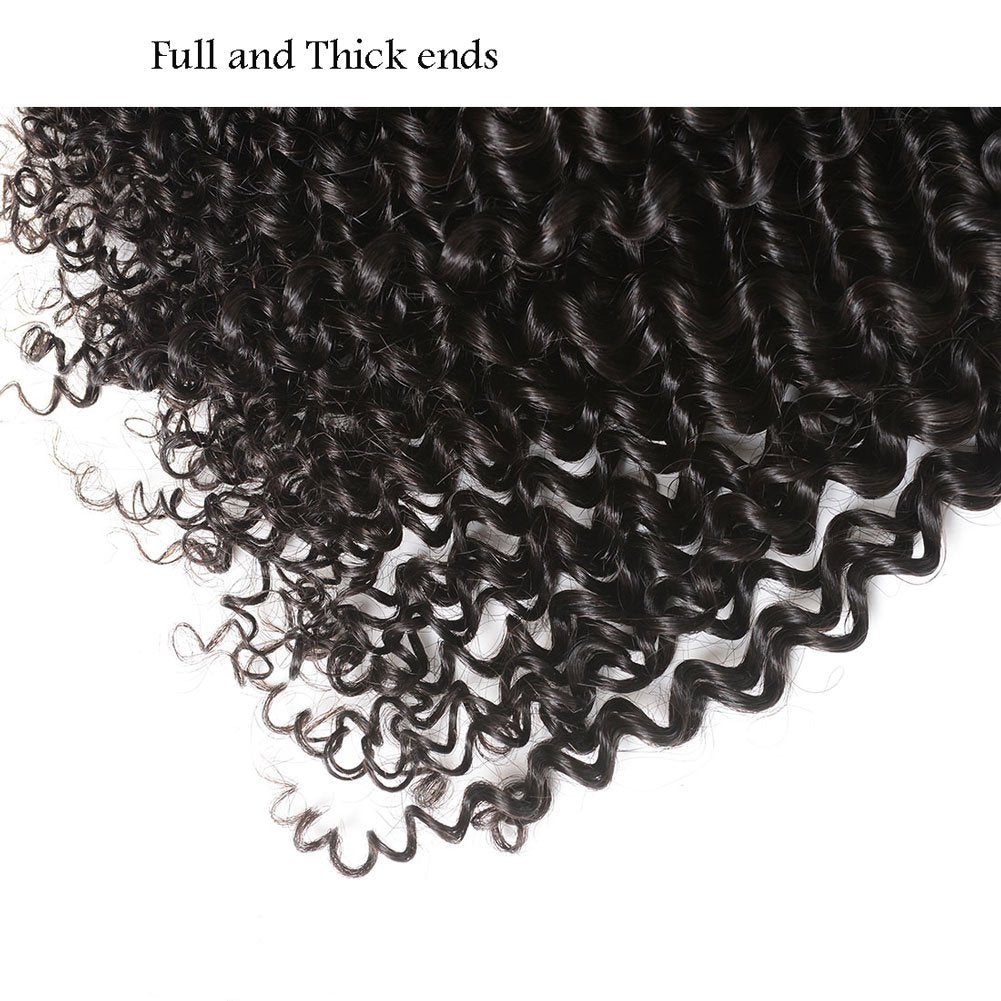 Brazilian Curly Bundles Human Hair Brazilian Kinky Curly Weave 4 Bundles Human Hair 100% Unprocessed Brazilian Virgin Human hair Natural Color (Curly Bundles, 4x10 Inch)