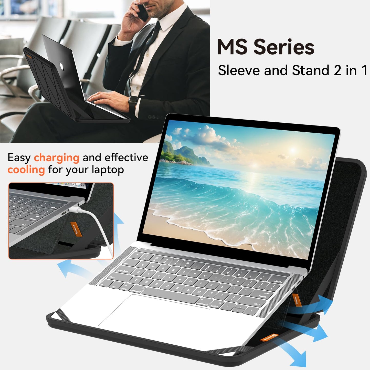 Smatree MS86T Hard EVA Protective Sleeve with Stand Compatible for 16 inch ASUS ROG Zephyrus G16 2026 GU606/2025/2024, for Zenbook S16 UX5606, for 15.6inch Vivobook S 15 M5506/Vivobook 16 Flip TP3607