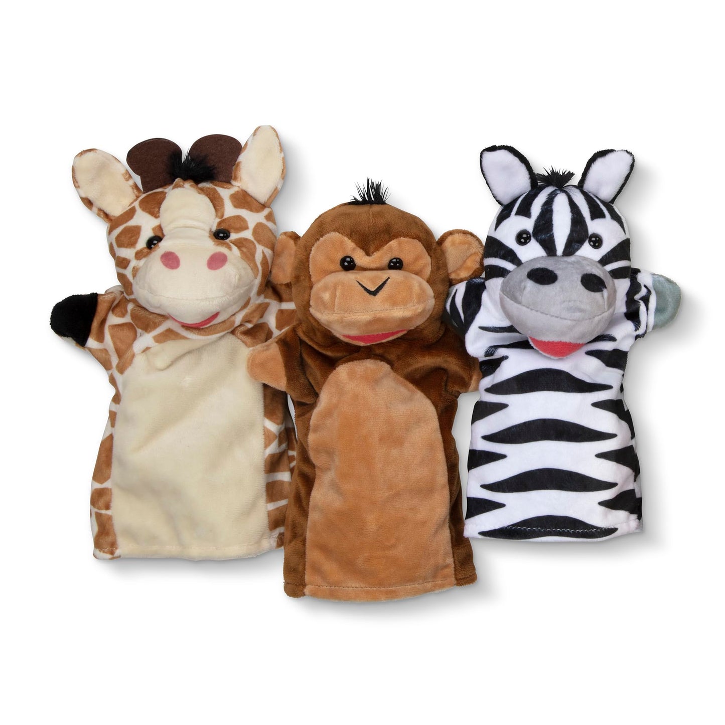 Melissa & Doug Safari Buddies Hand Puppets, Set of 6 (Elephant, Tiger, Parrot, Giraffe, Monkey, Zebra) Soft, Plush Puppet, Stuffed Animals, Pretend Play Toddler Toys for Girls & Boys 2+